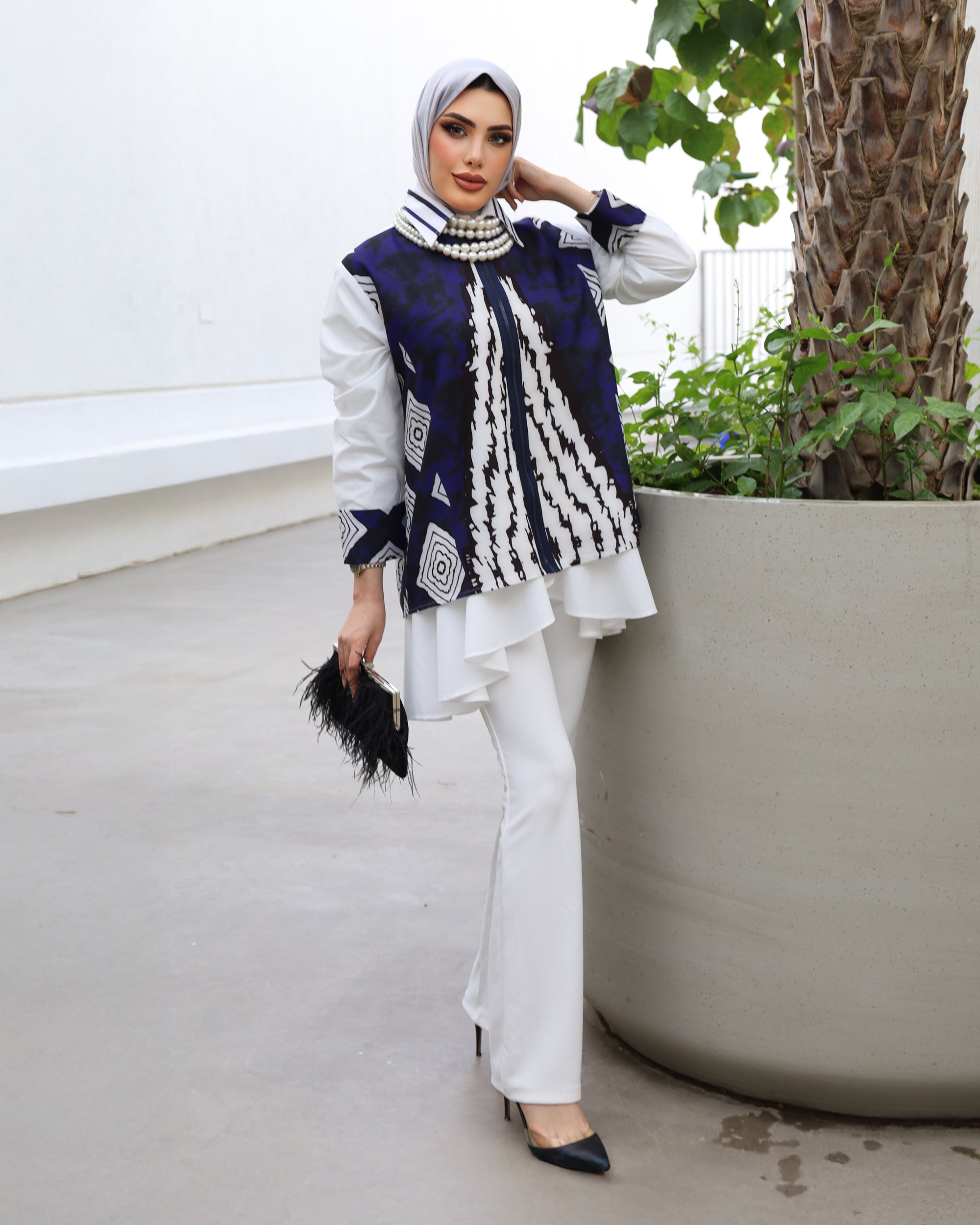 Shirt Model 1033 - Poplin & Cotton - White & Blue