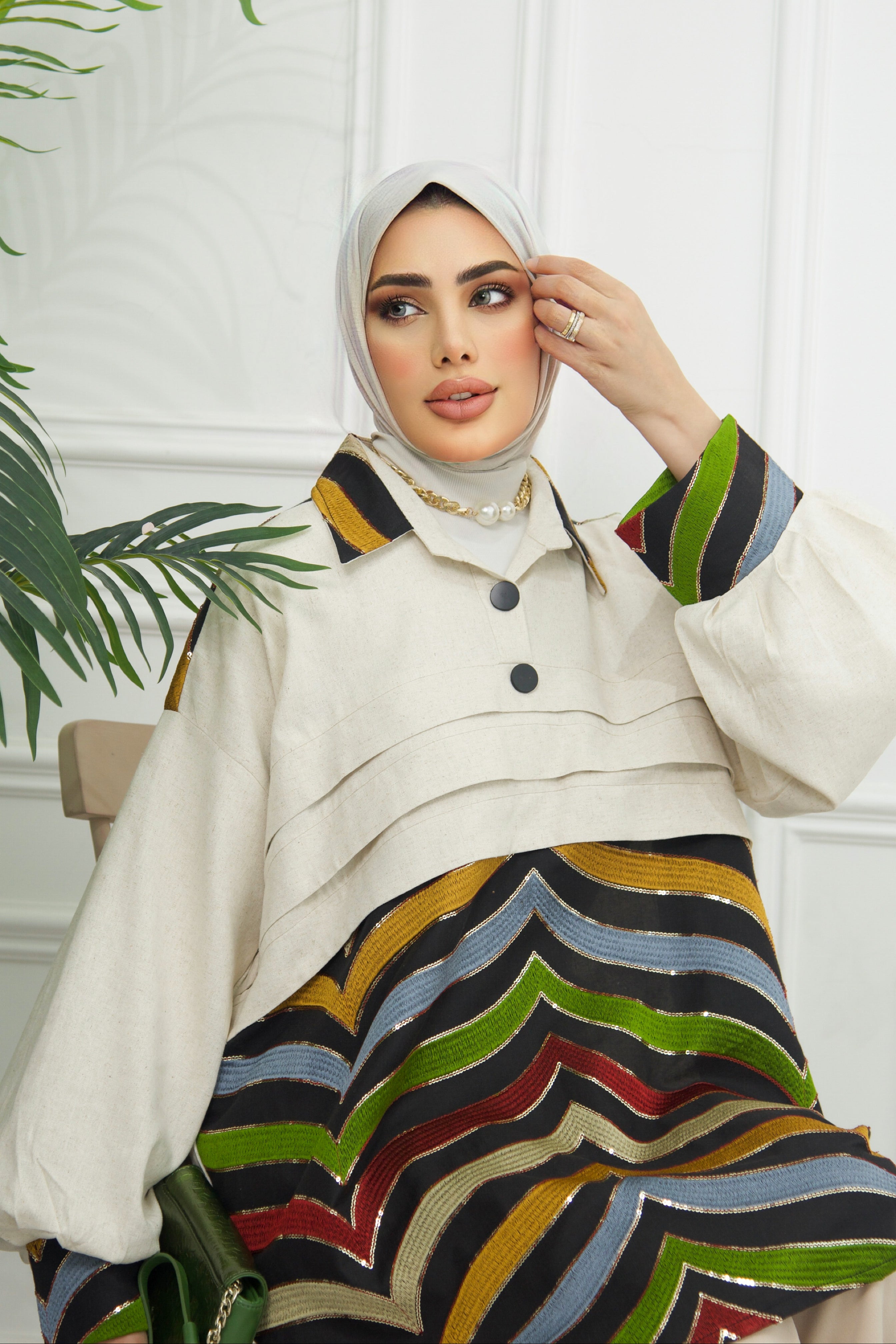 Shirt Model 1041 - Linen & Cotton - Beige & Colored