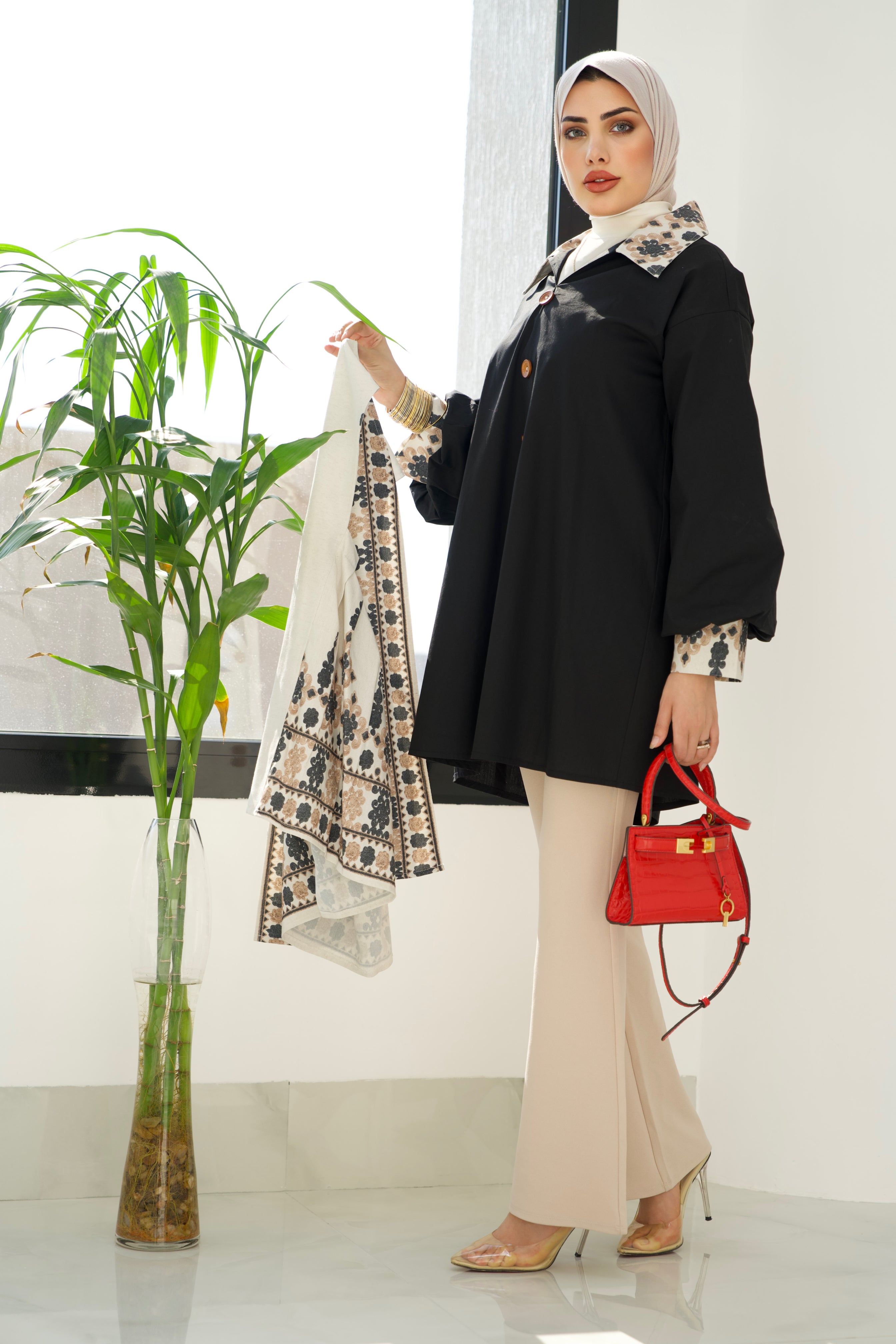 Shirt & Vest Model 1048 - Poplin & Linen - Black & Colored