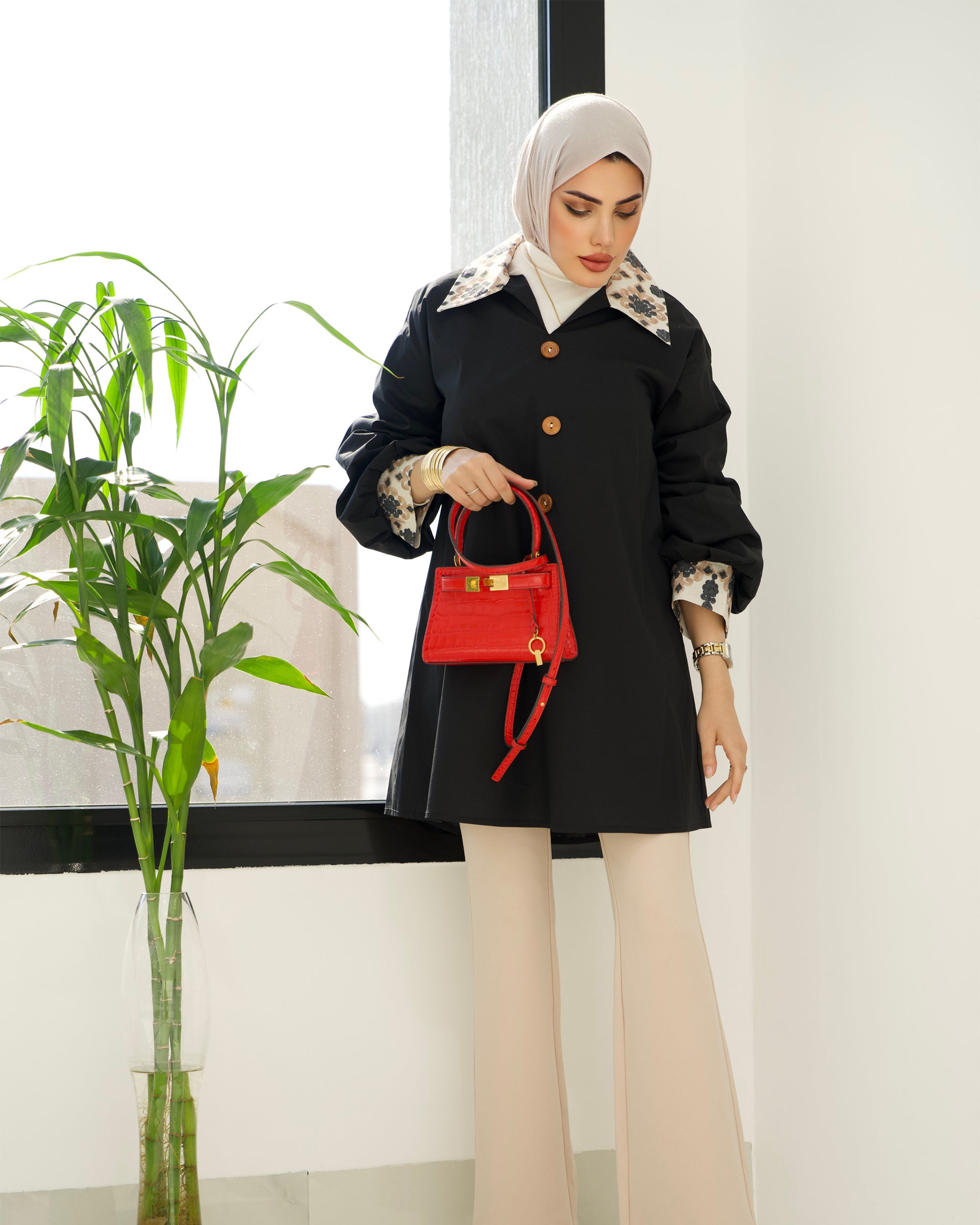 Shirt & Vest Model 1048 - Poplin & Linen - Black & Colored