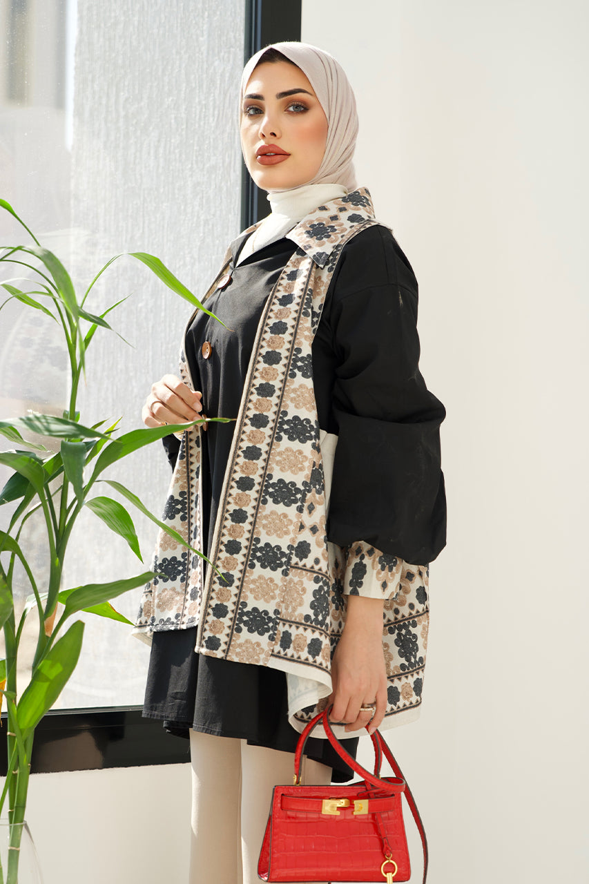 Shirt & Vest Model 1048 - Poplin & Linen - Black & Colored