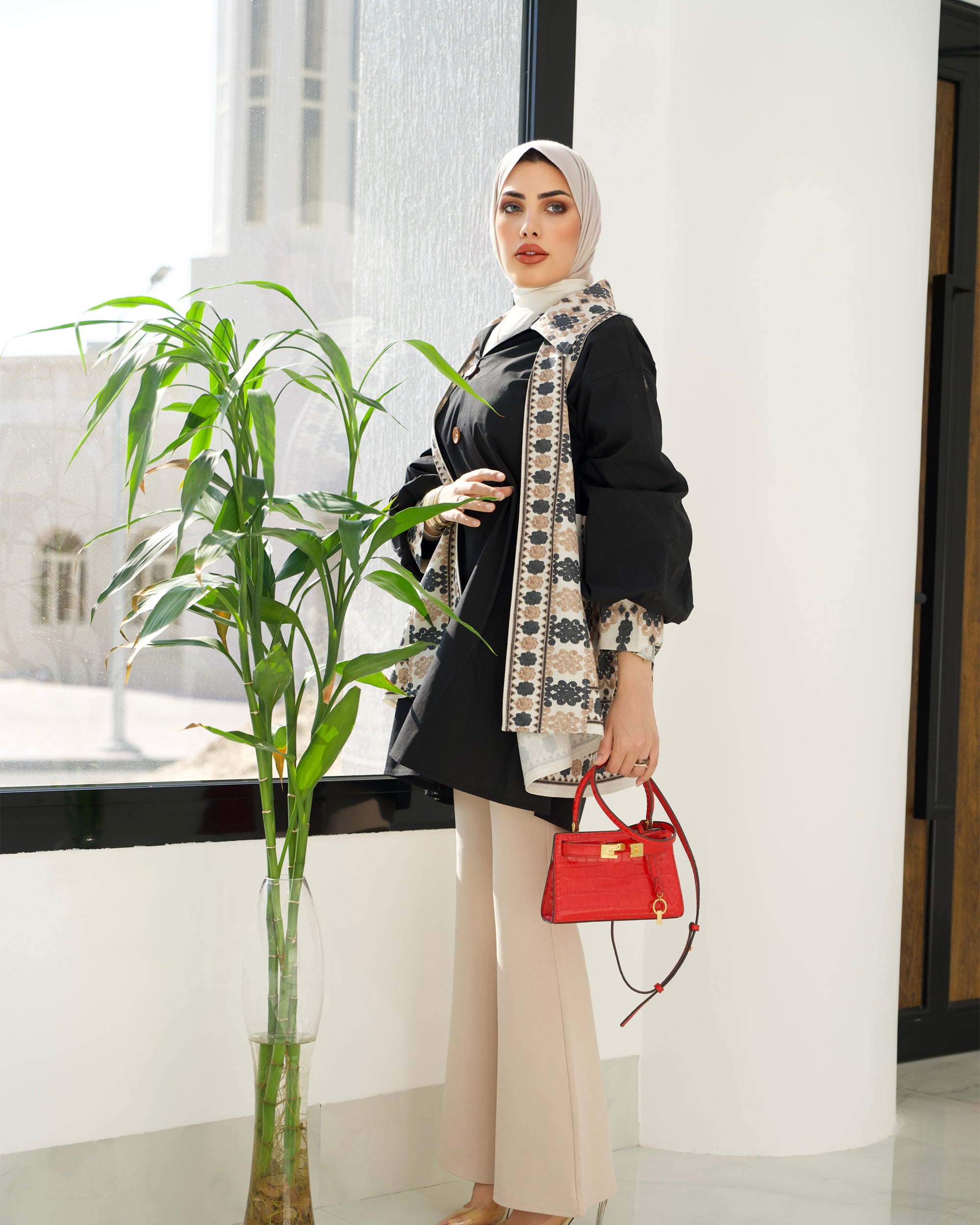 Shirt & Vest Model 1048 - Poplin & Linen - Black & Colored