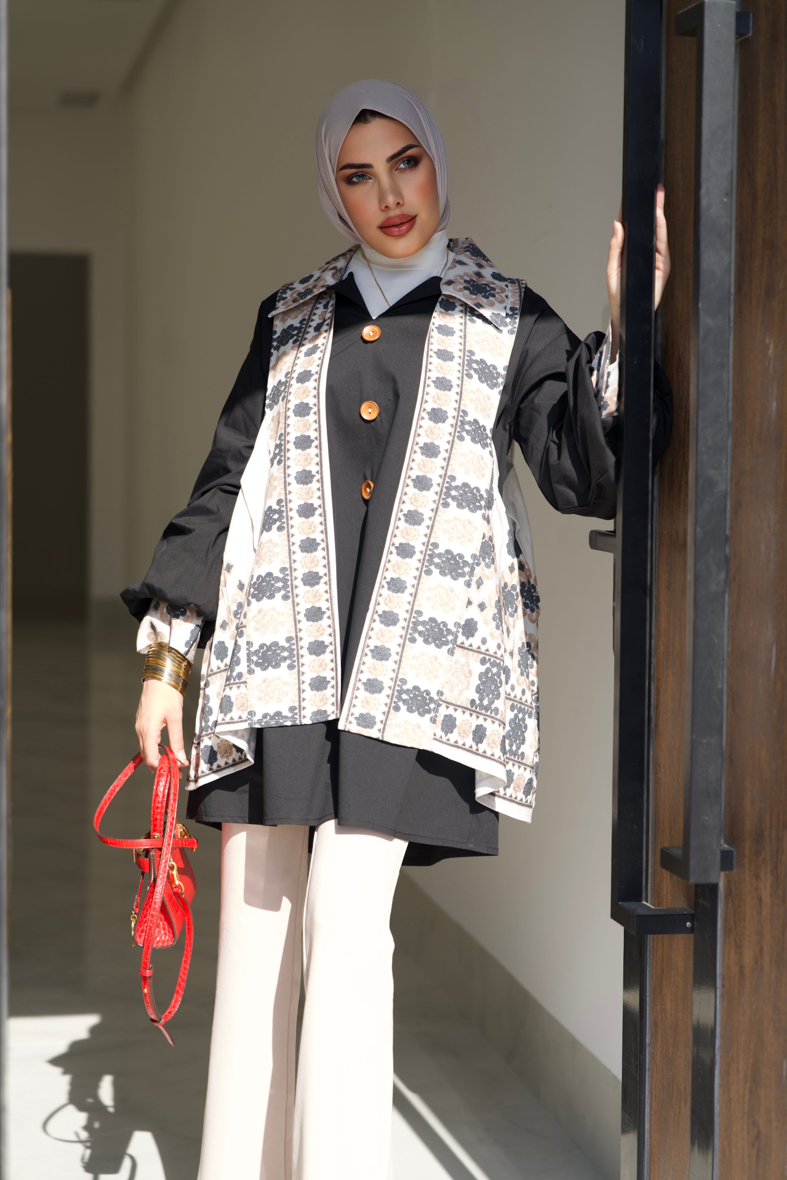 Shirt & Vest Model 1048 - Poplin & Linen - Black & Colored