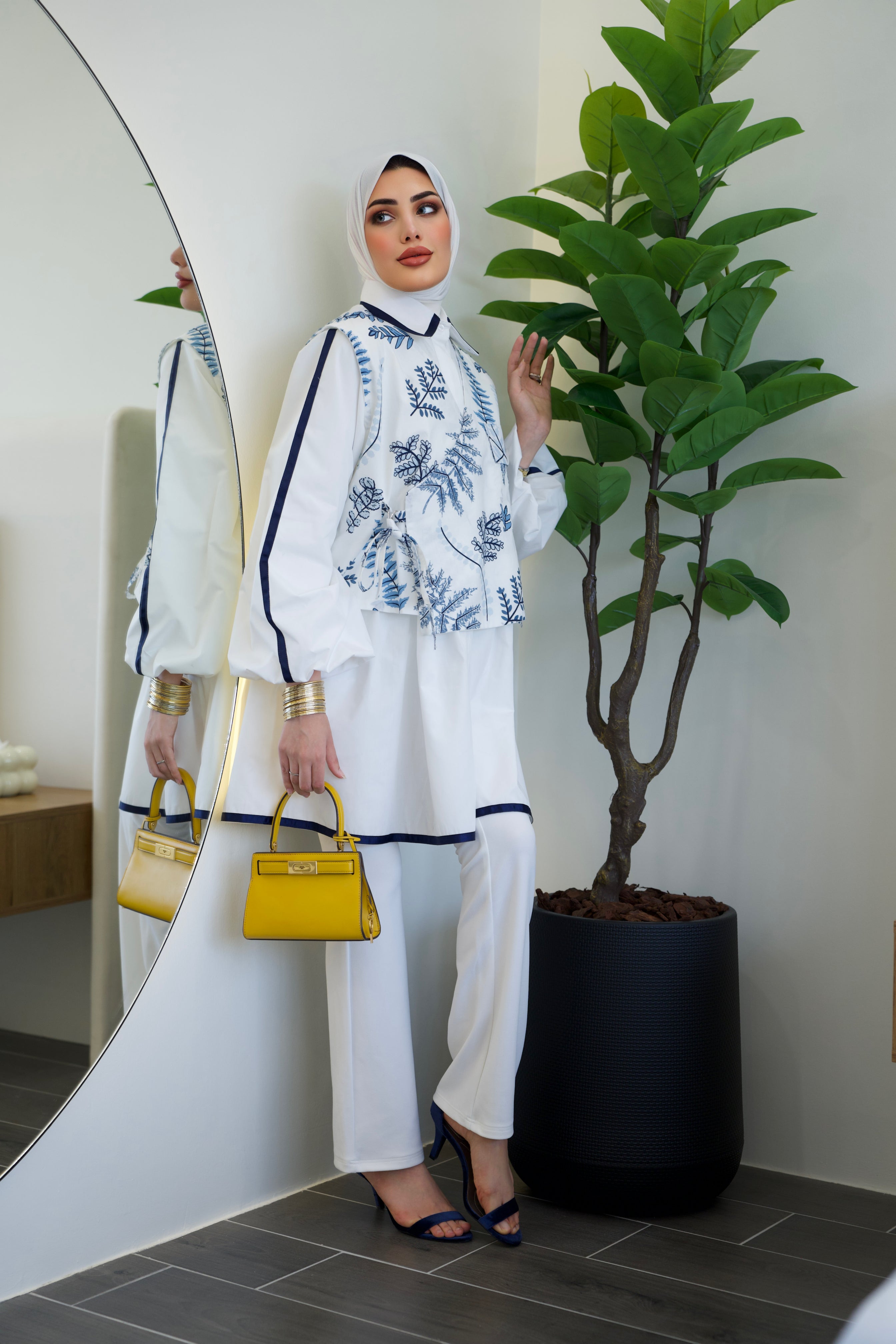 Shirt Model 1050 - Poplin & Cotton - White & Blue