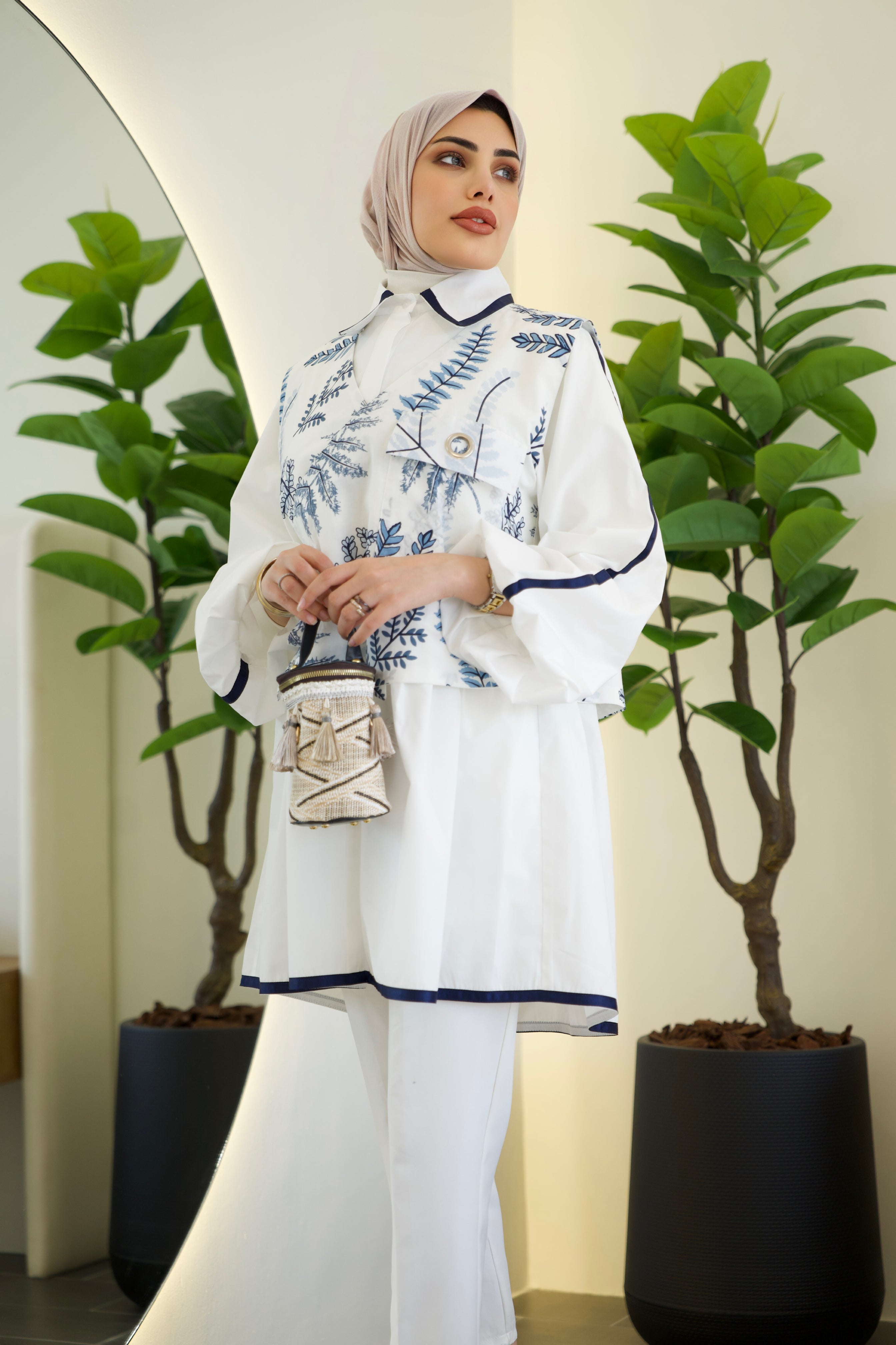 Shirt Model 1050 - Poplin & Cotton - White & Blue