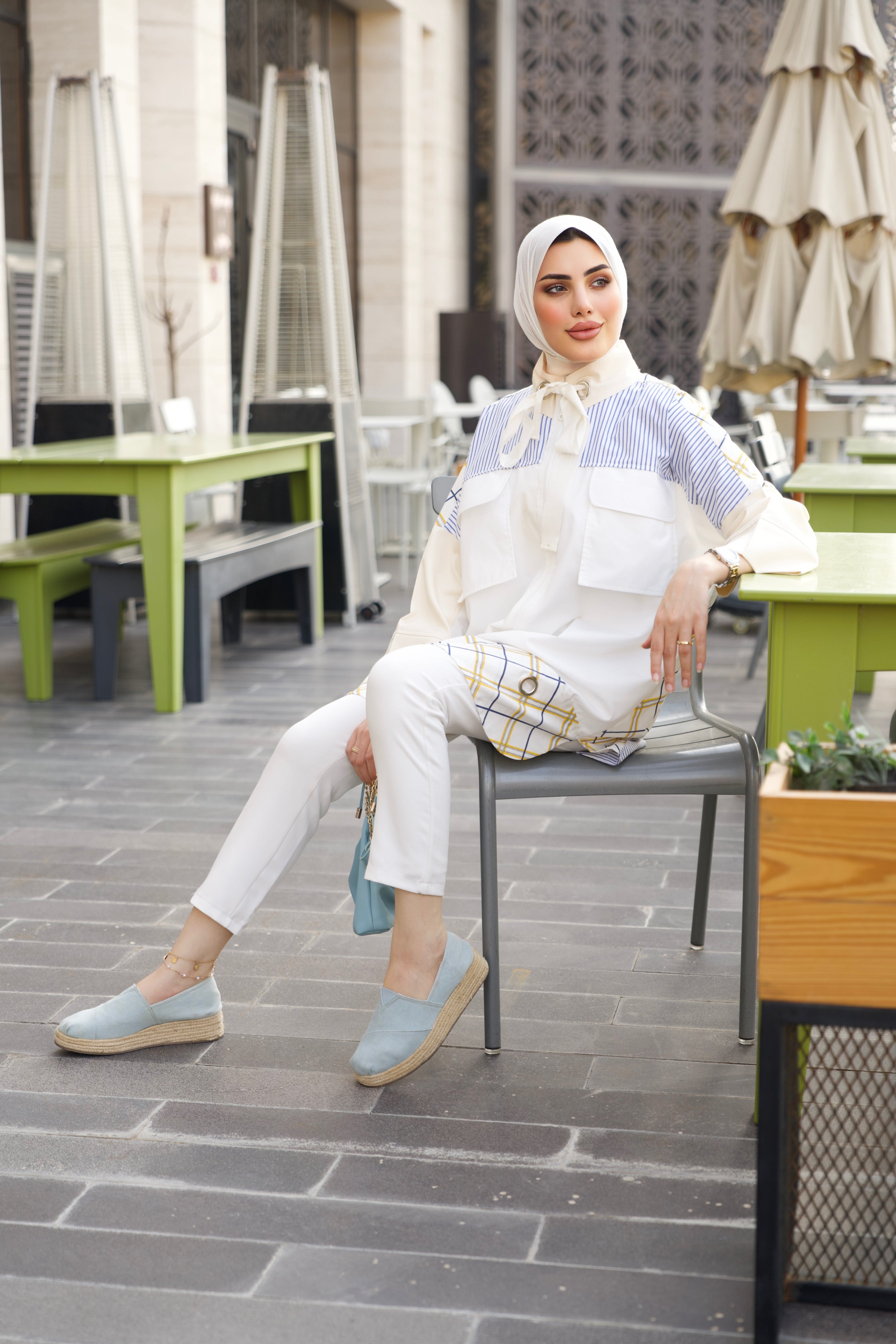 Shirt Model 1051 - Poplin & Cotton - White & Blue