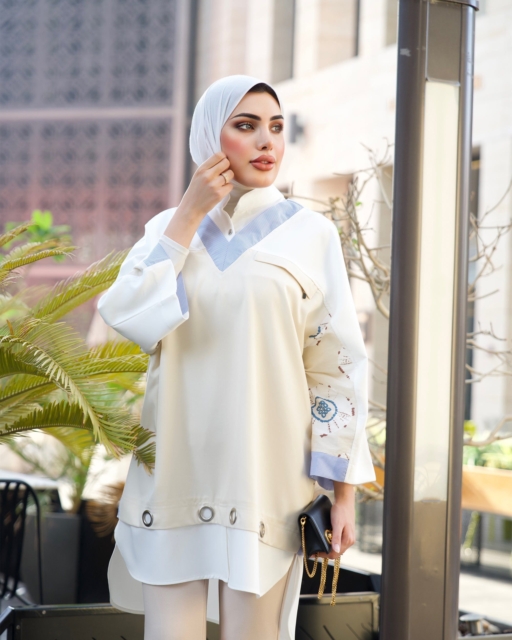 Shirt Model 1052 - Poplin & Cotton - Beige