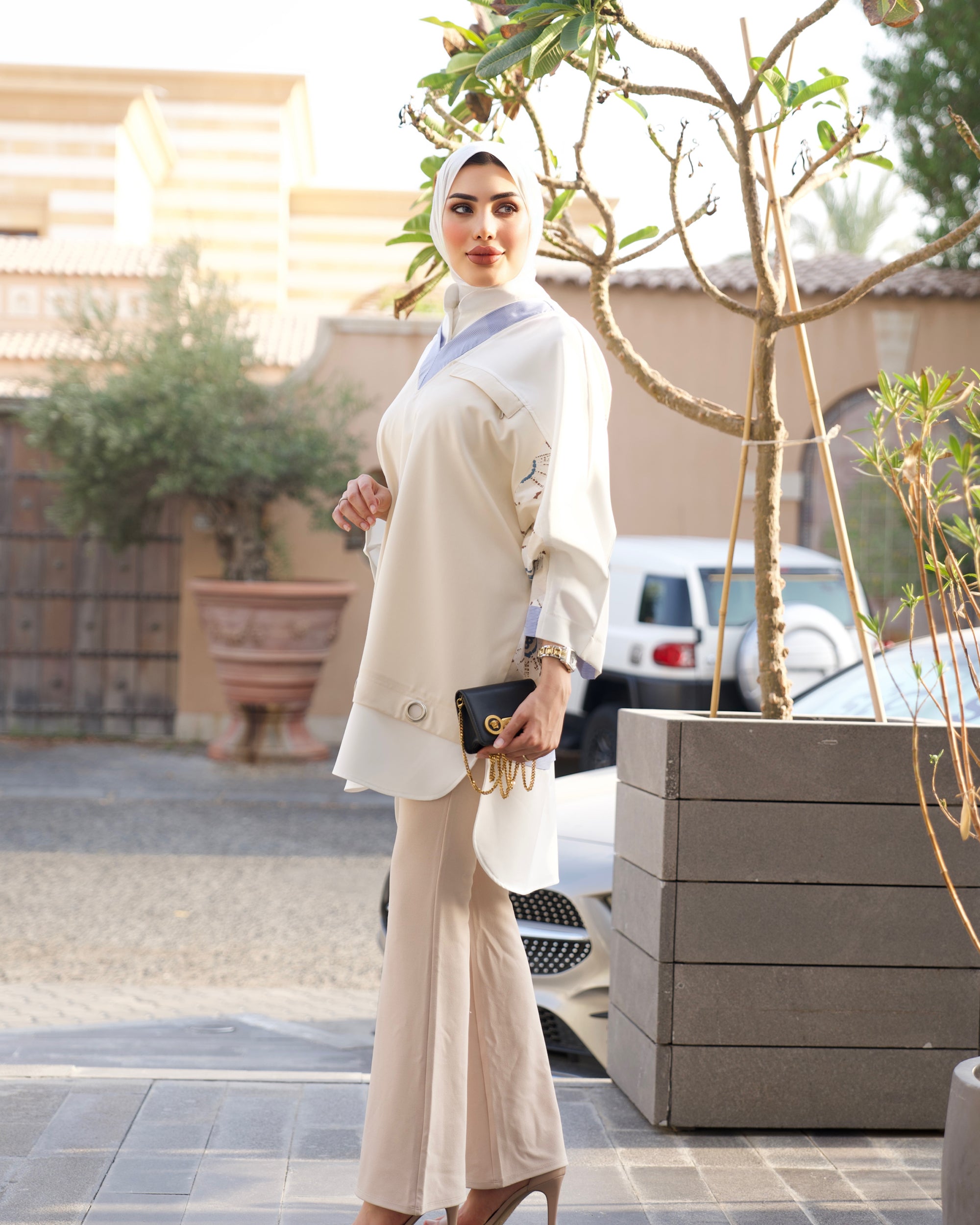 Shirt Model 1052 - Poplin & Cotton - Beige