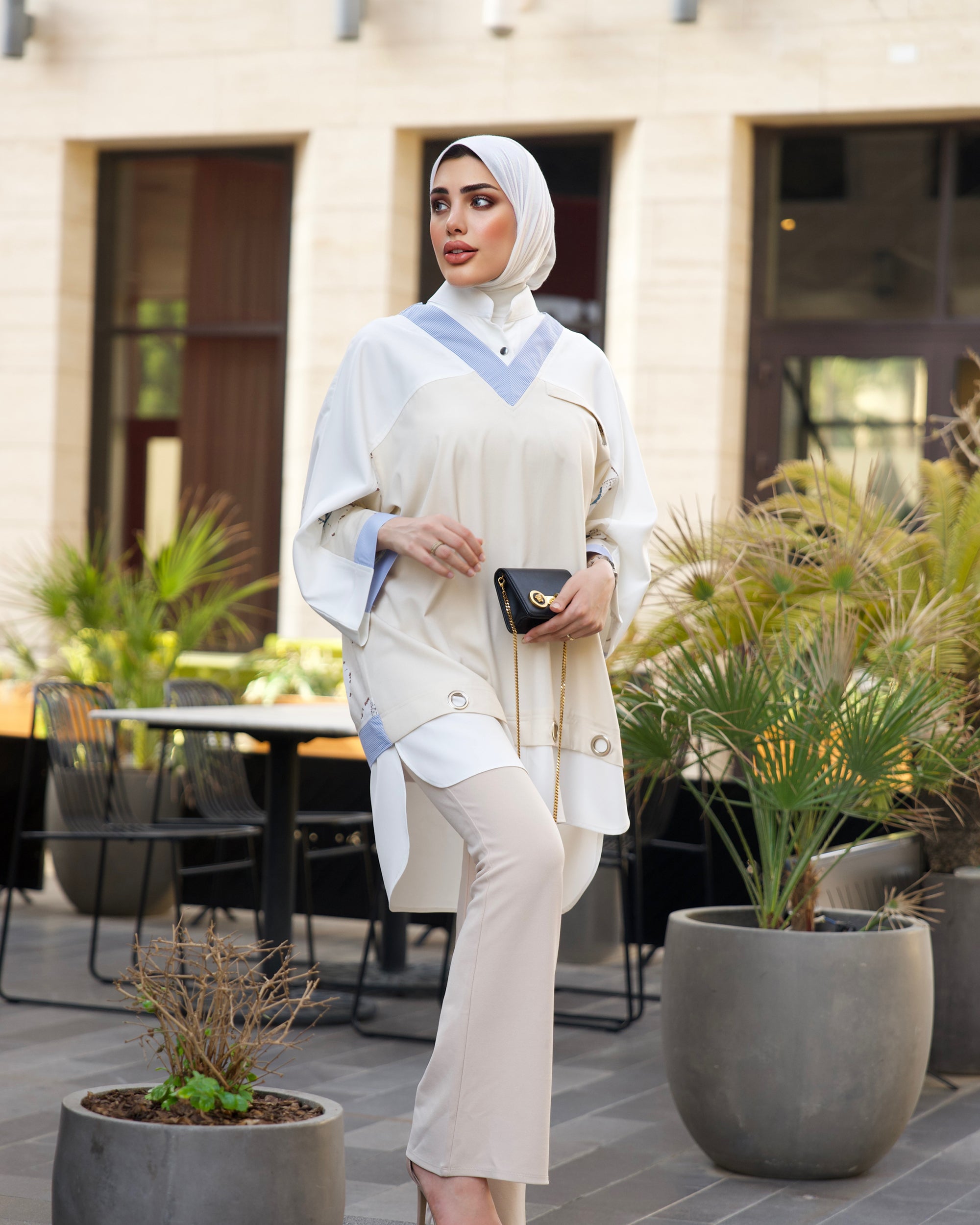 Shirt Model 1052 - Poplin & Cotton - Beige