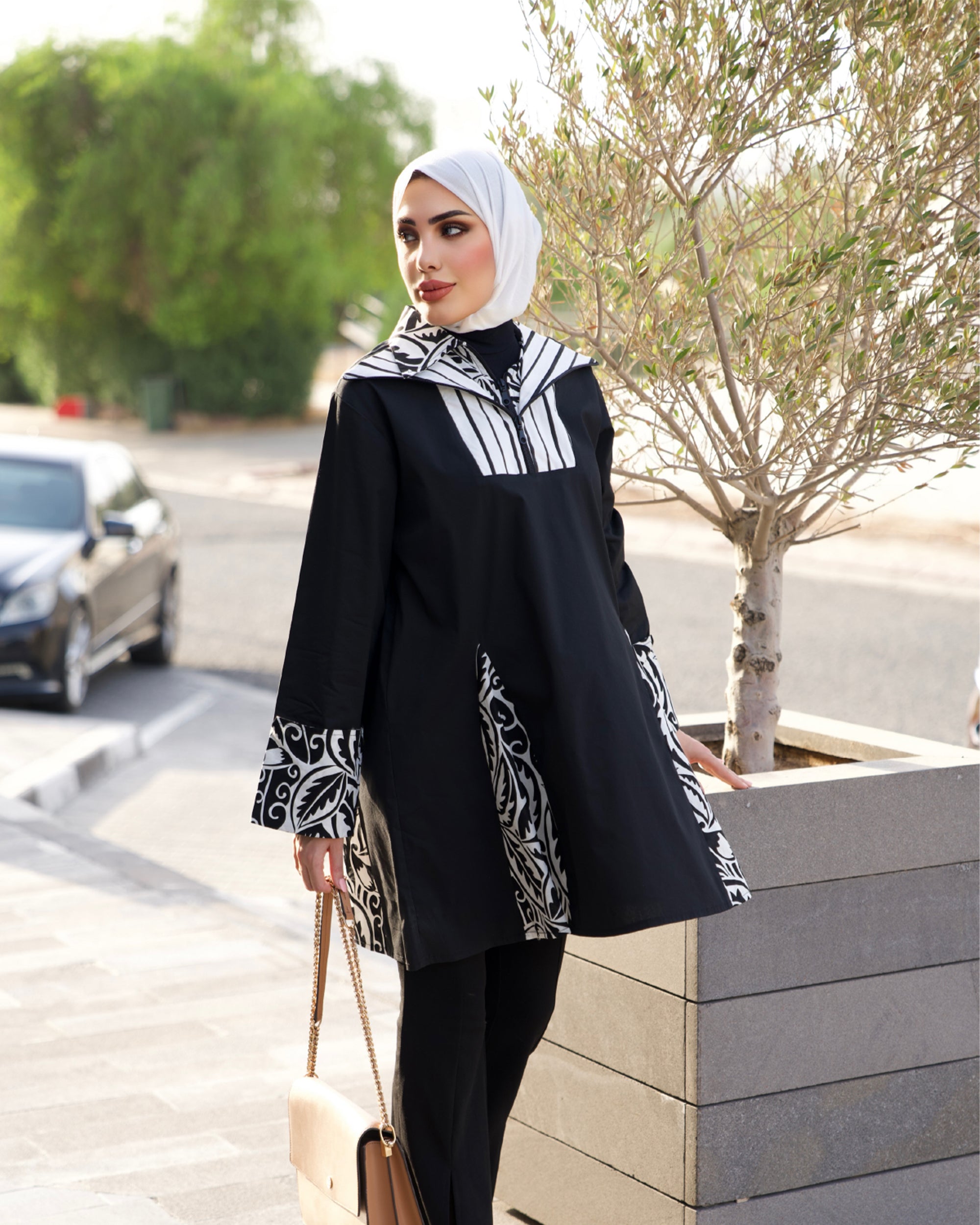 Shirt Model 1053 - Poplin - Black & White