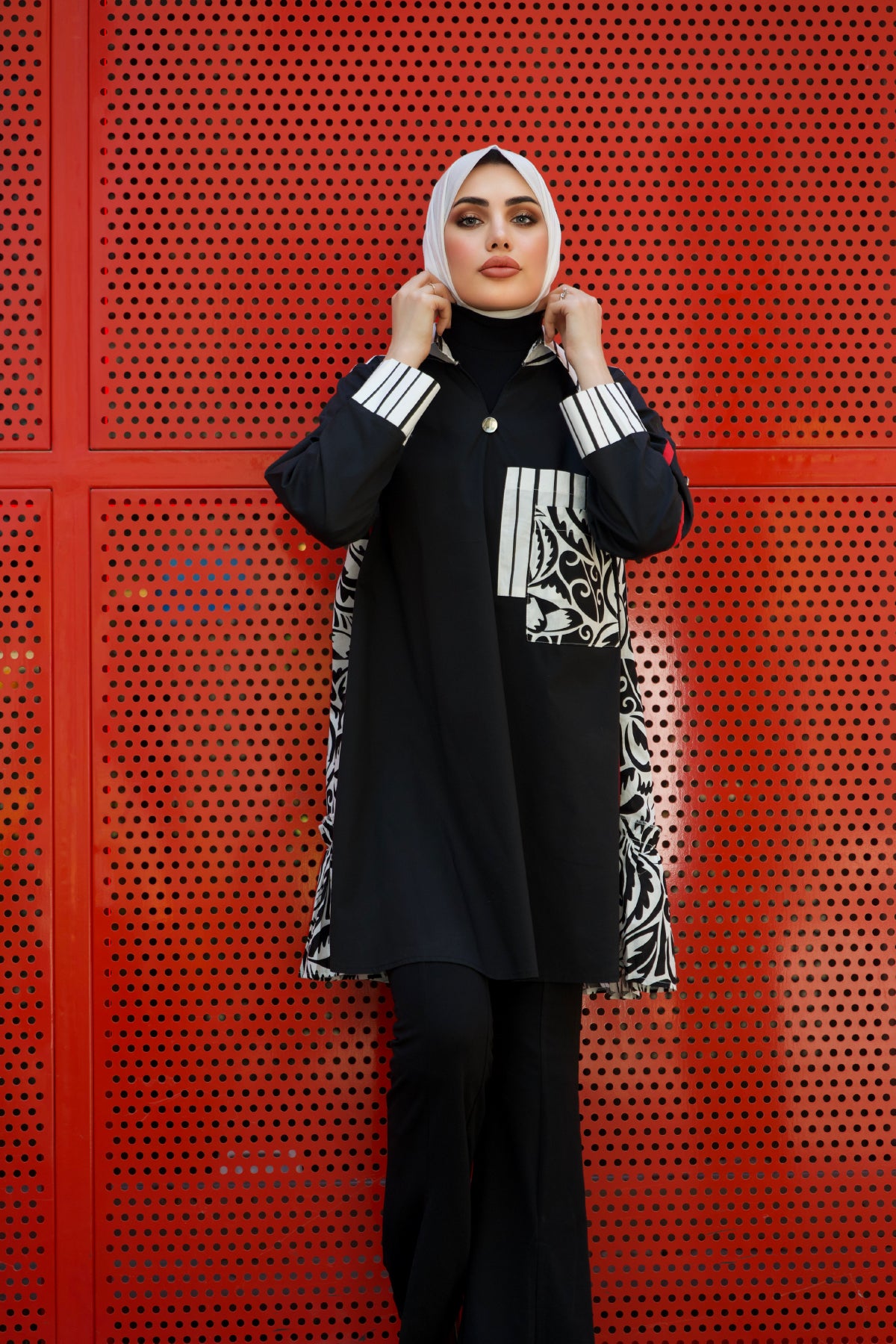 Shirt Model 1054 - Poplin - Black & White