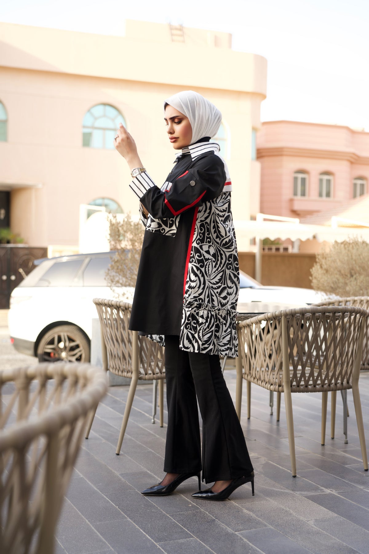 Shirt Model 1054 - Poplin - Black & White