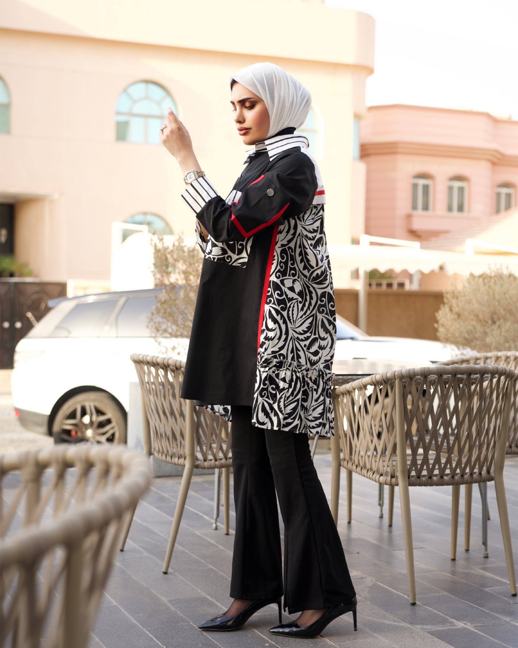 Shirt Model 1054 - Poplin - Black & White