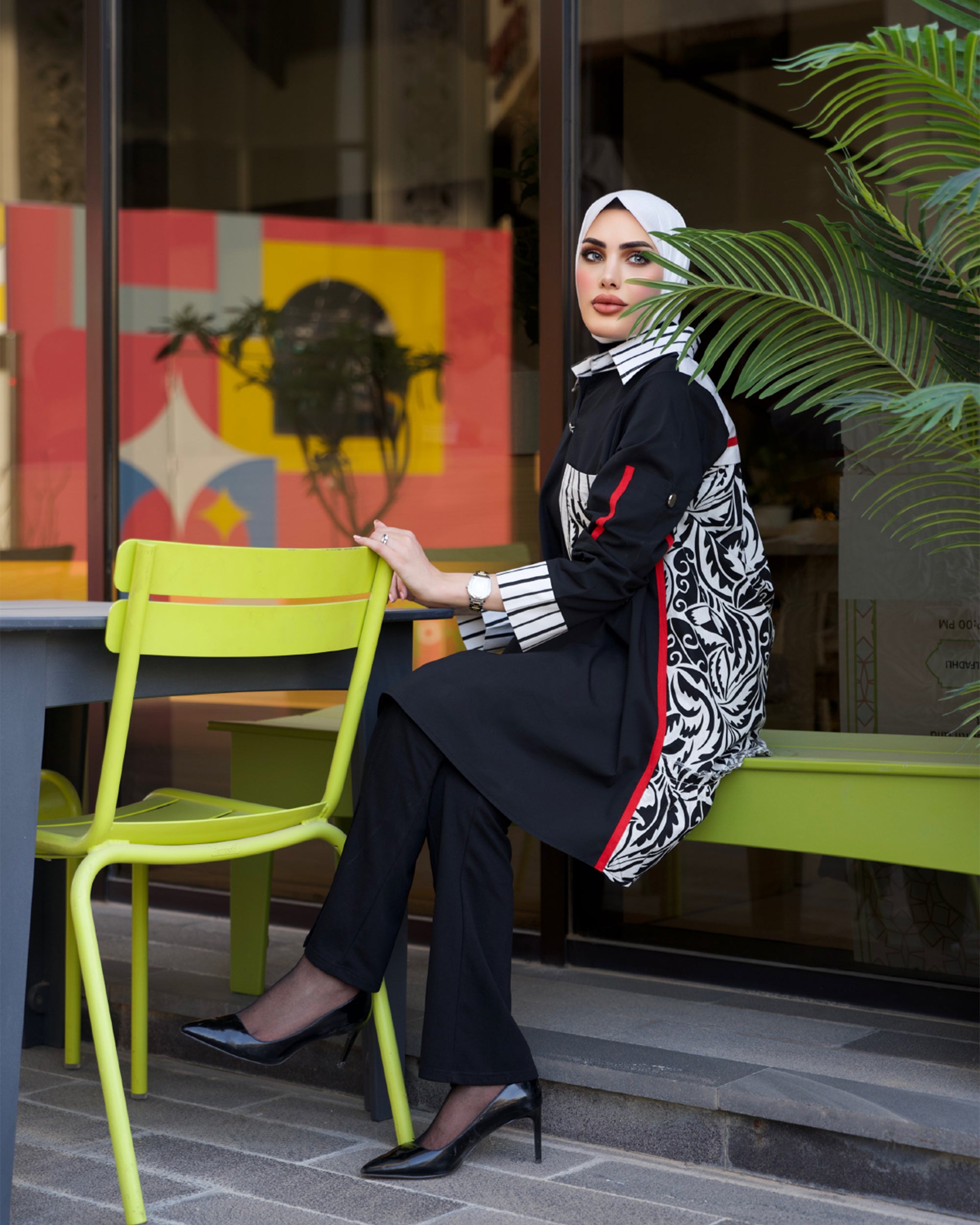 Shirt Model 1054 - Poplin - Black & White