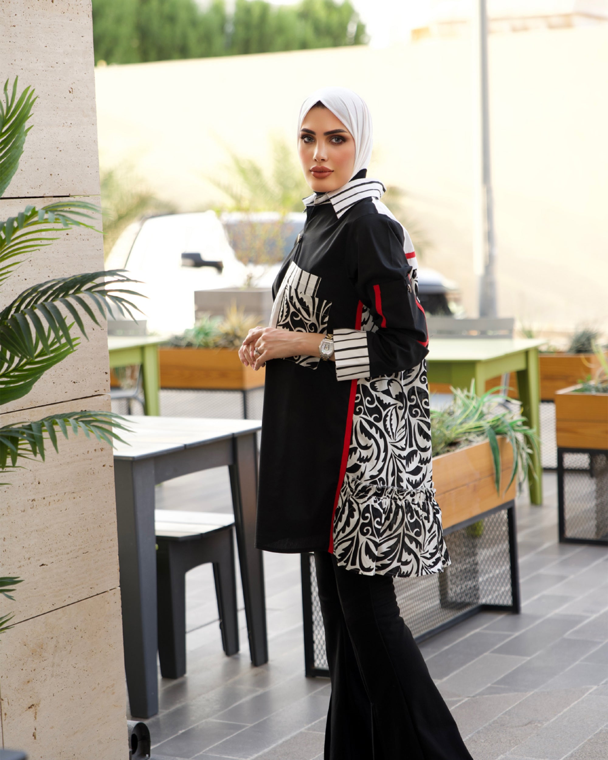 Shirt Model 1054 - Poplin - Black & White