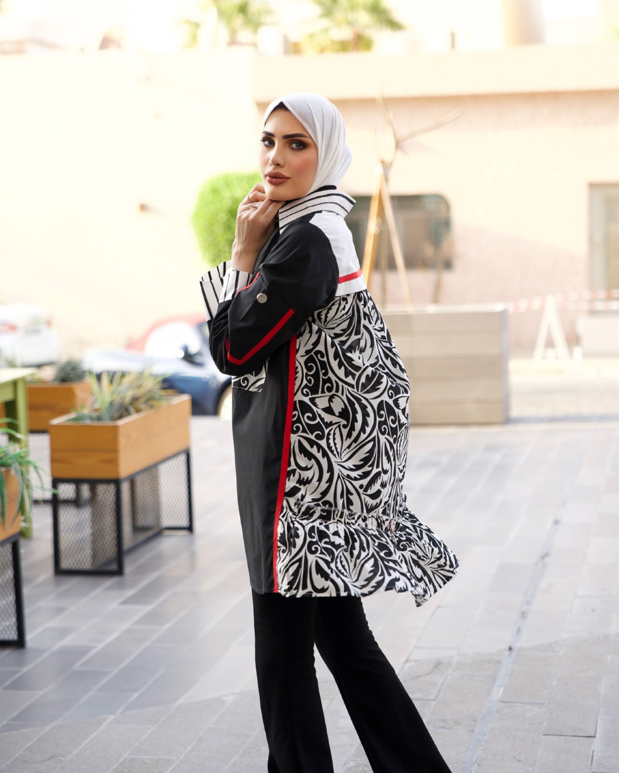 Shirt Model 1054 - Poplin - Black & White