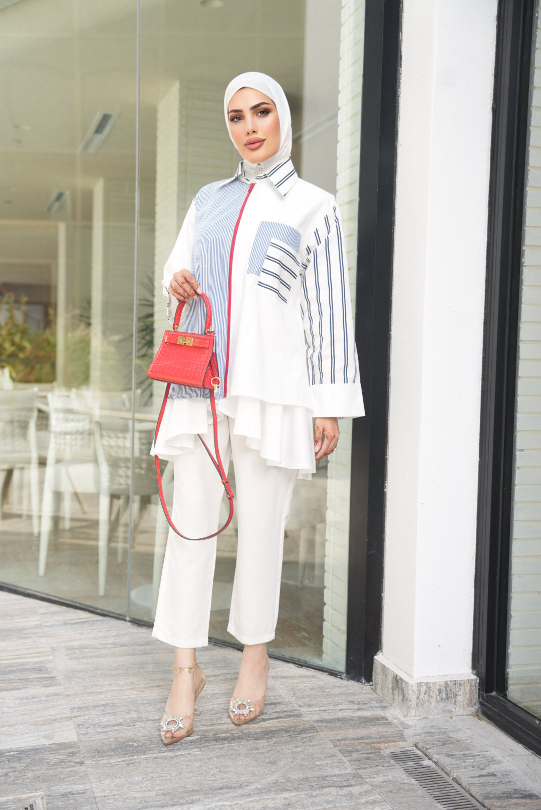 Shirt Model 1073 - Poplin - Blue & White