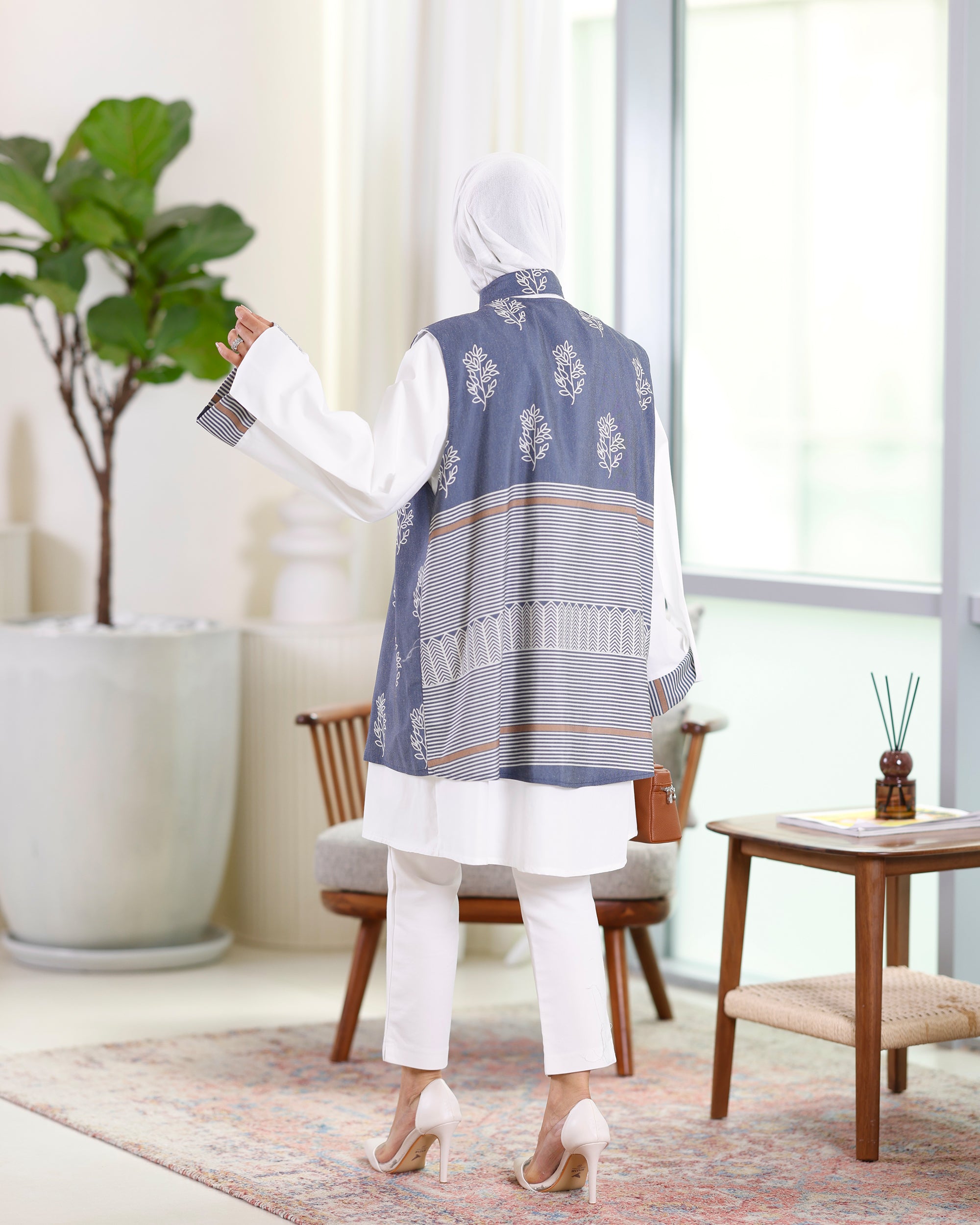 Shirt & Vest Model 1074 - Poplin & Turkish Cotton - Blue & White