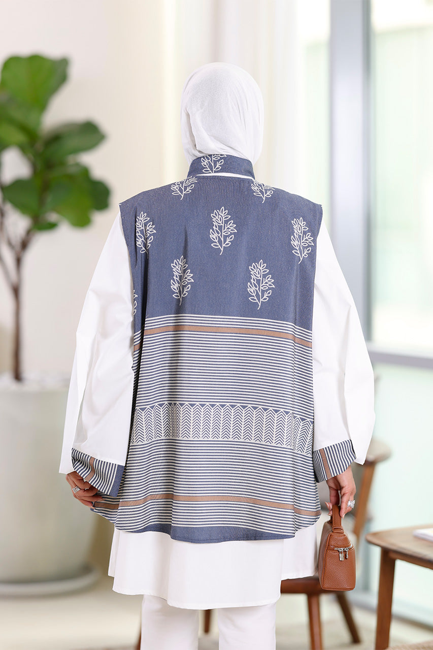 Shirt & Vest Model 1074 - Poplin & Turkish Cotton - Blue & White