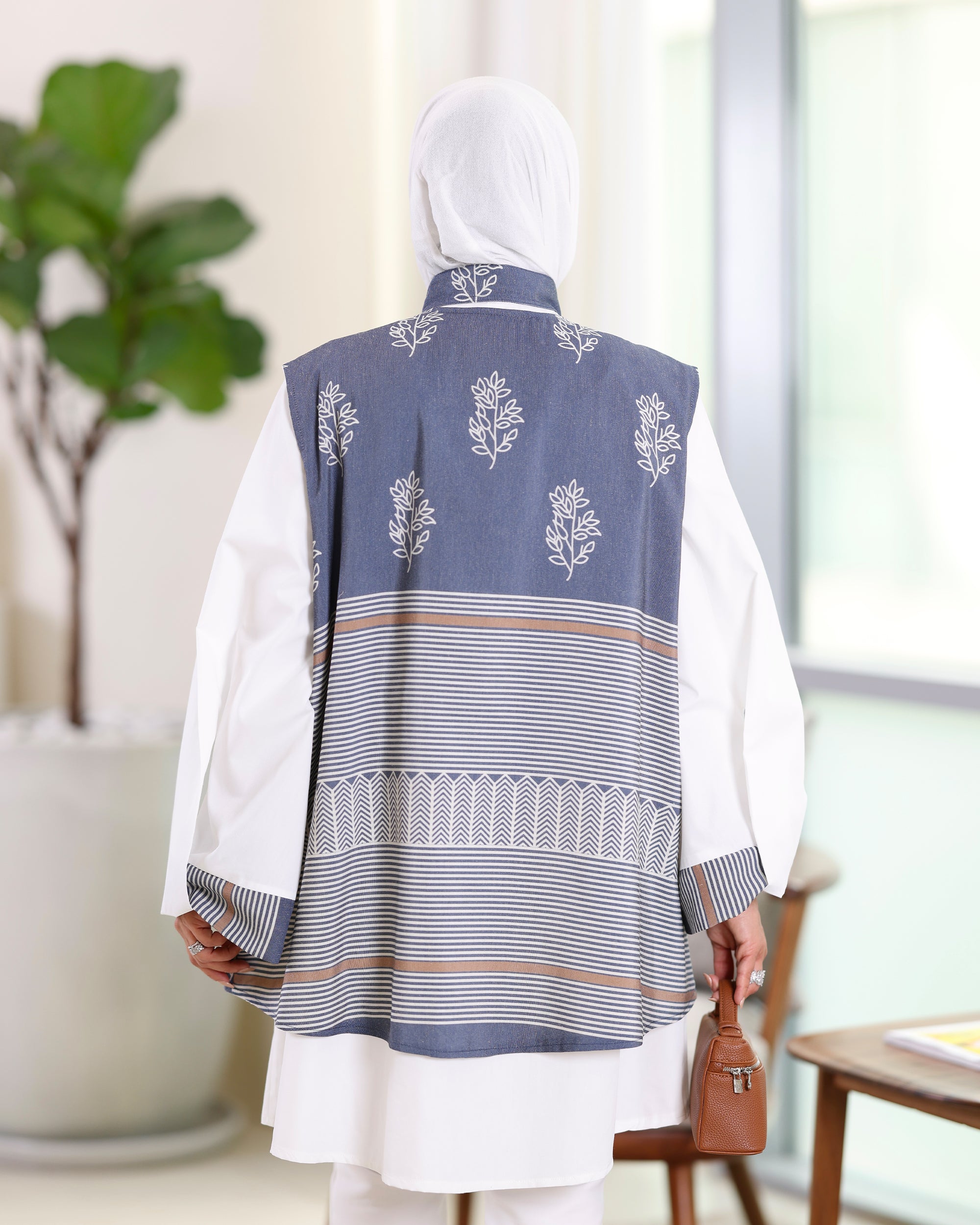 Shirt & Vest Model 1074 - Poplin & Turkish Cotton - Blue & White