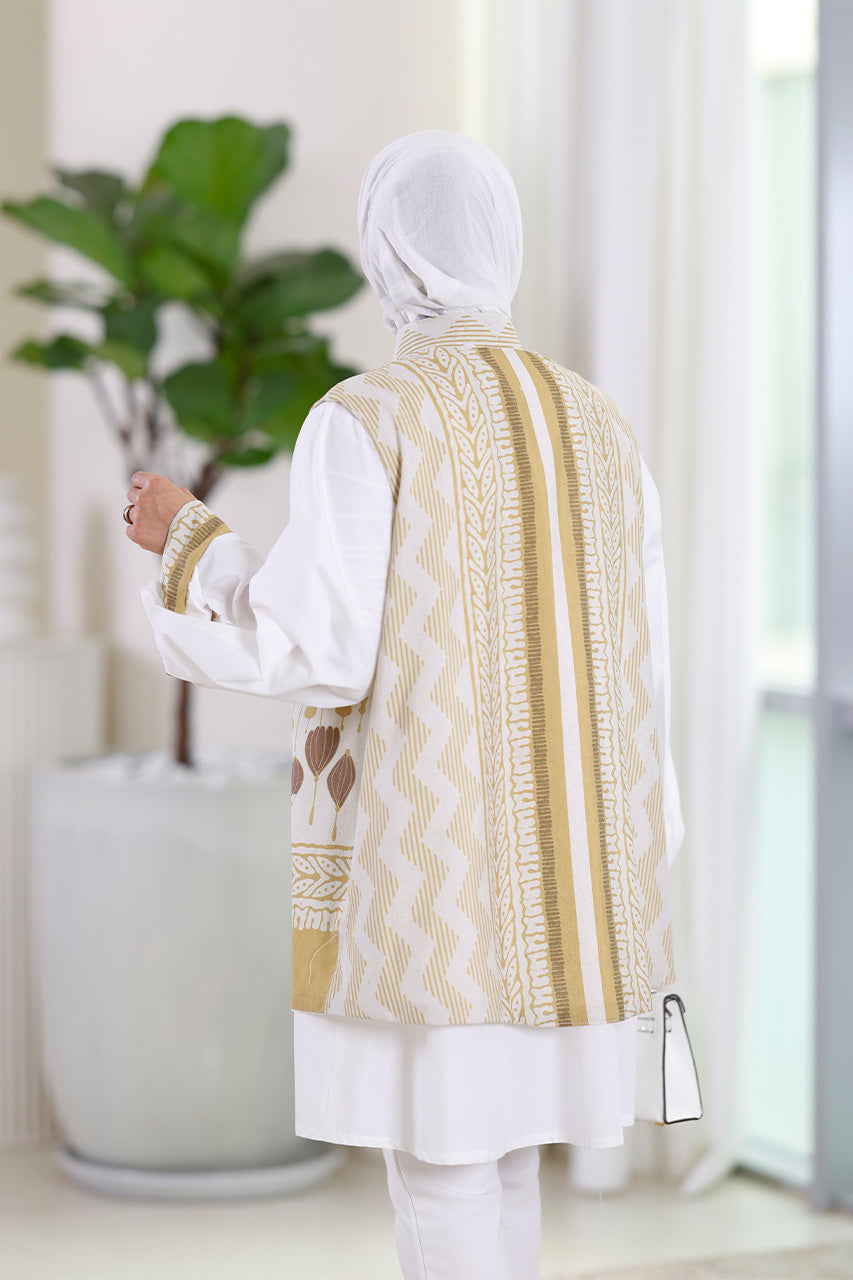 Shirt & Vest Model 1078 - Poplin & Turkish Cotton - Yellow & White