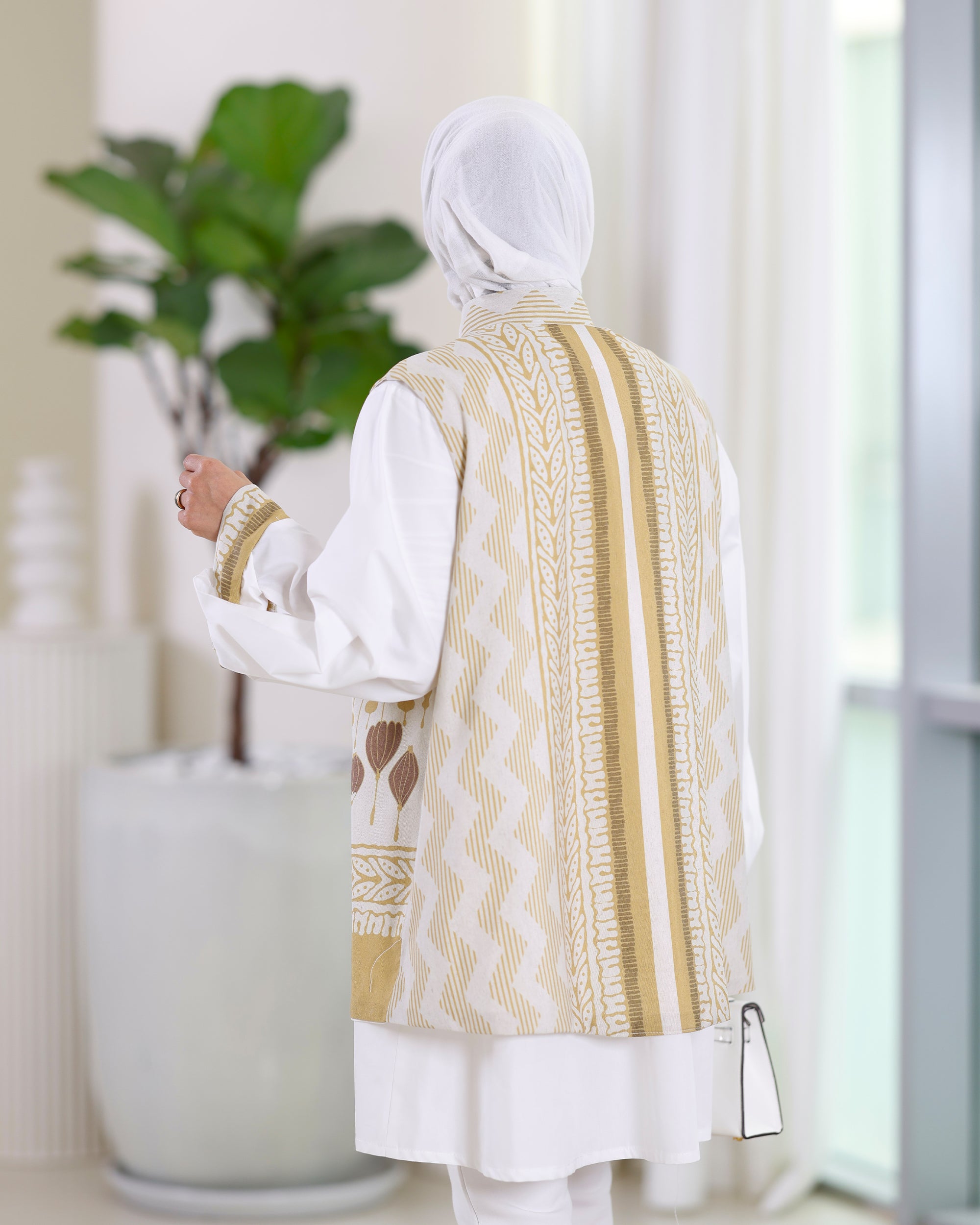 Shirt & Vest Model 1078 - Poplin & Turkish Cotton - Yellow & White