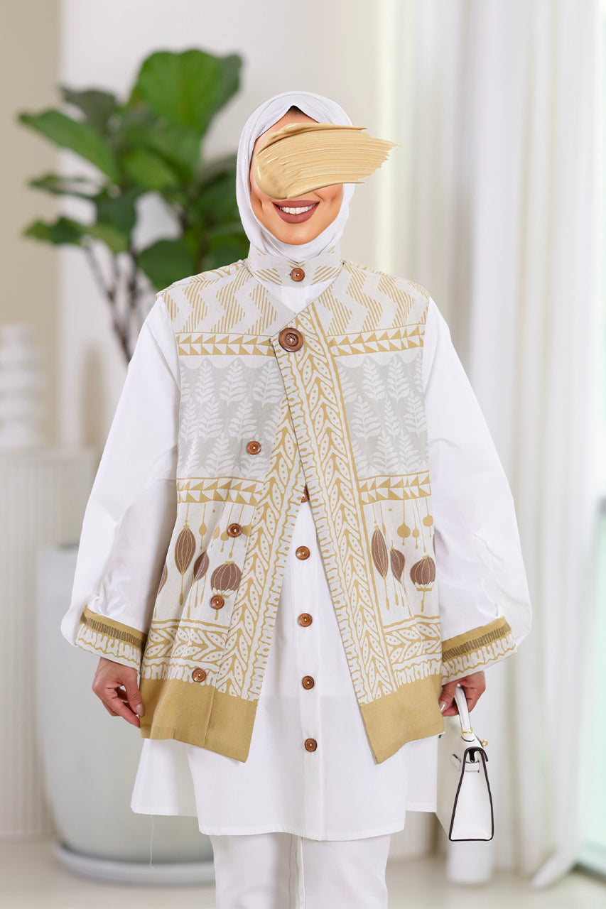 Shirt & Vest Model 1078 - Poplin & Turkish Cotton - Yellow & White