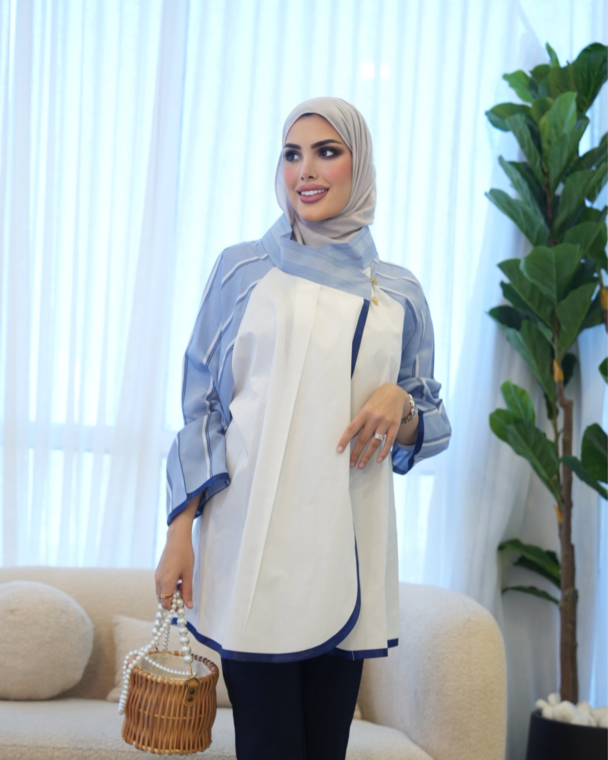 Shirt Model 1080 - Poplin - White & Blue