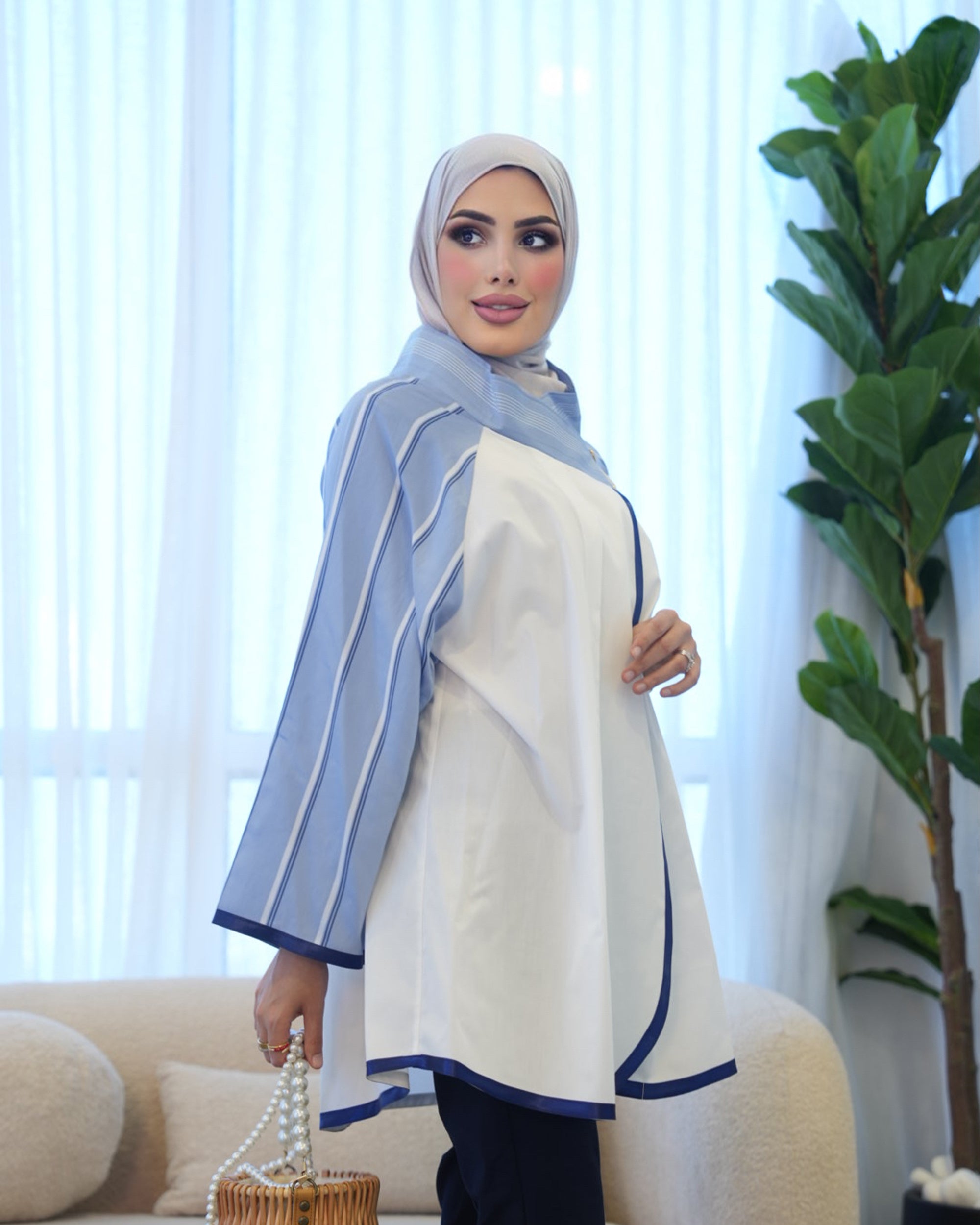 Shirt Model 1080 - Poplin - White & Blue