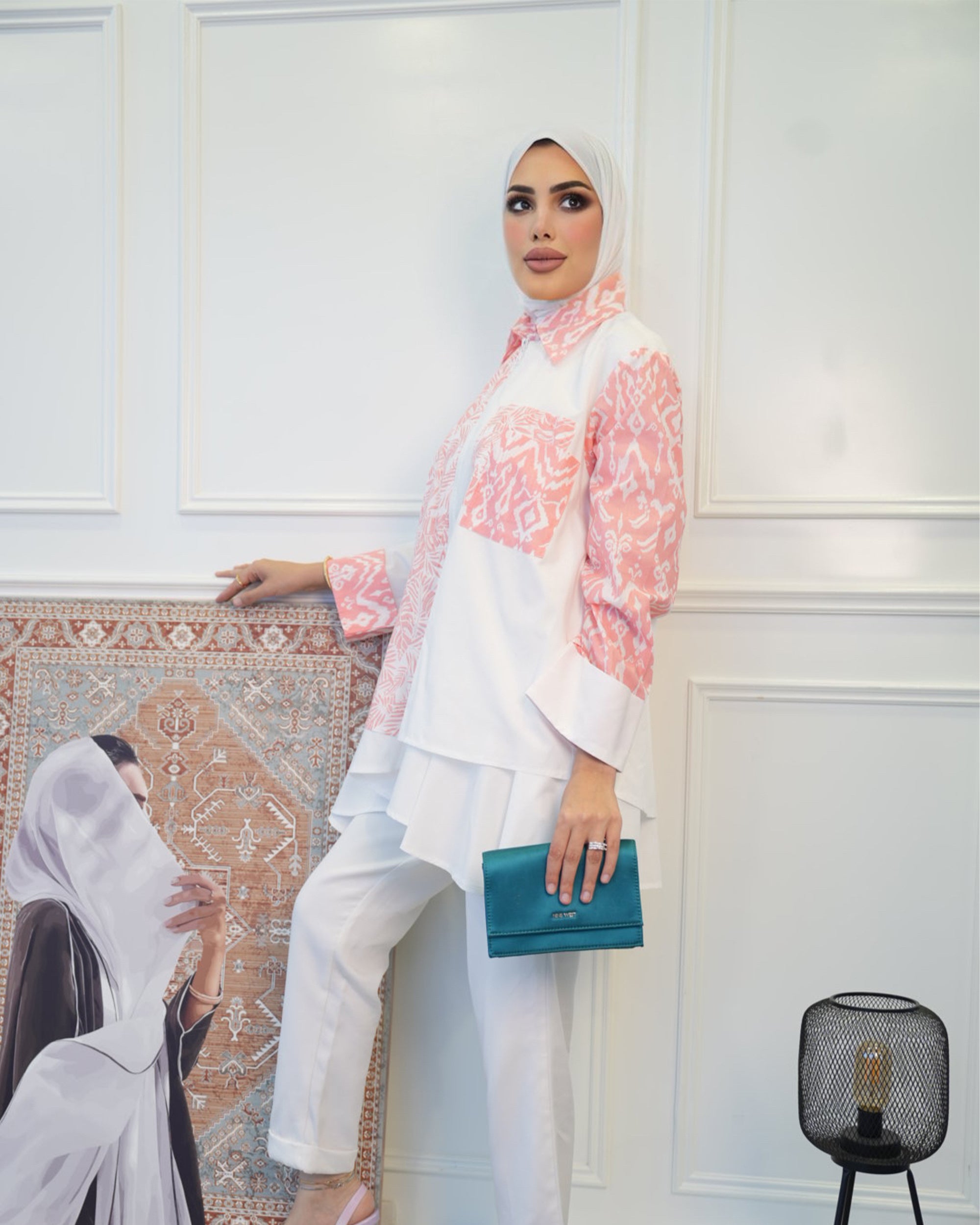 Shirt Model 1082 - Poplin - Pink & White