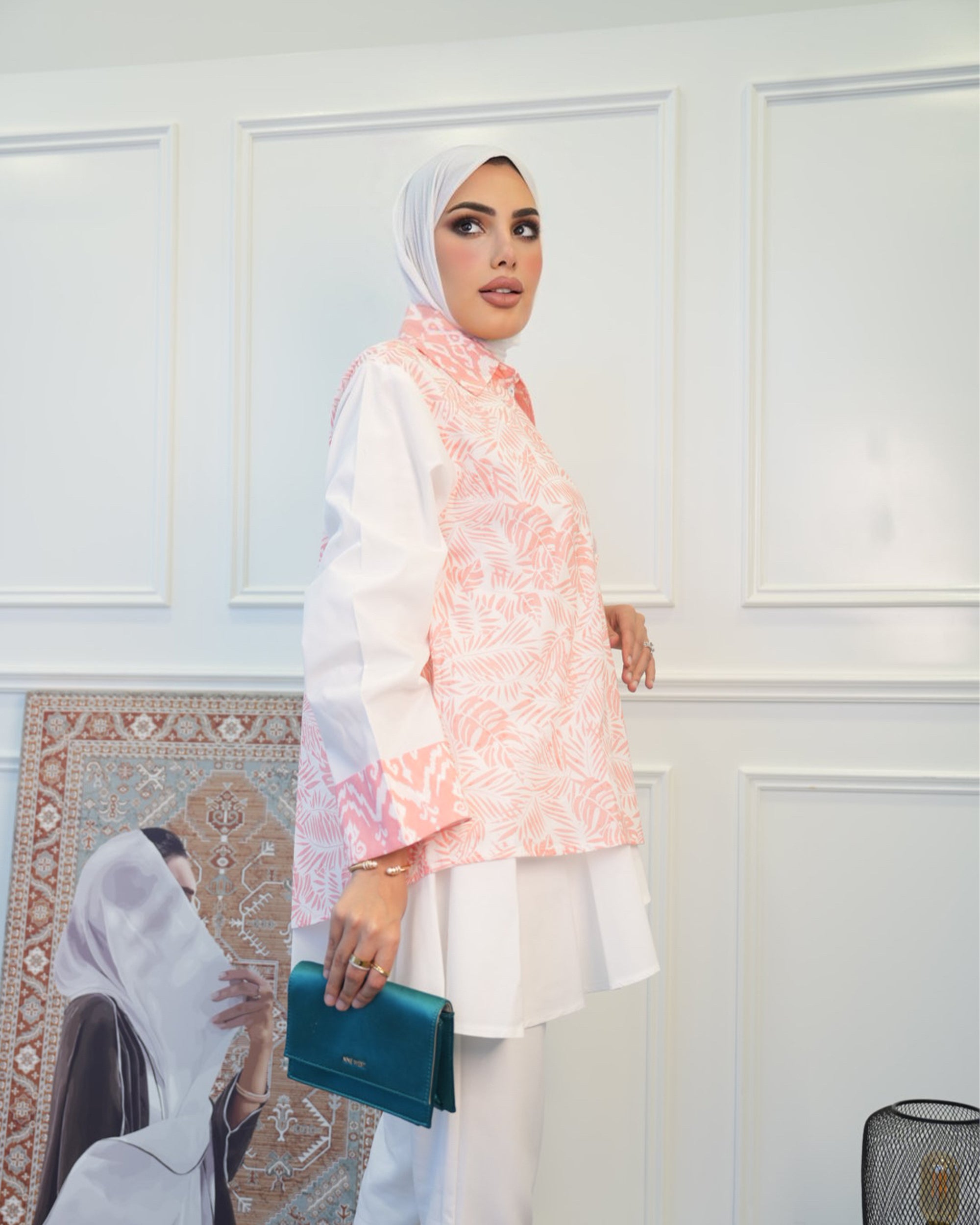 Shirt Model 1082 - Poplin - Pink & White