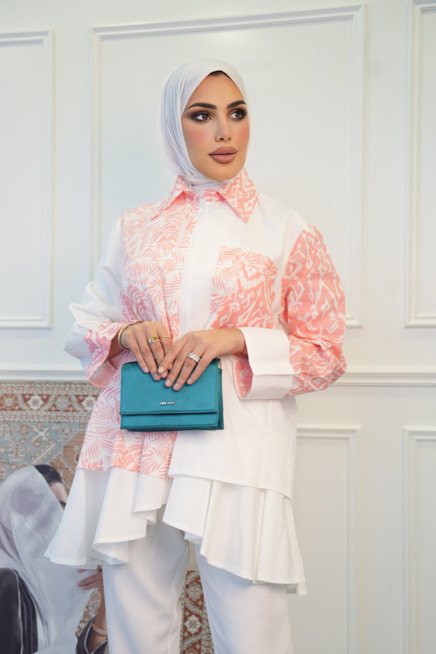 Shirt Model 1082 - Poplin - Pink & White