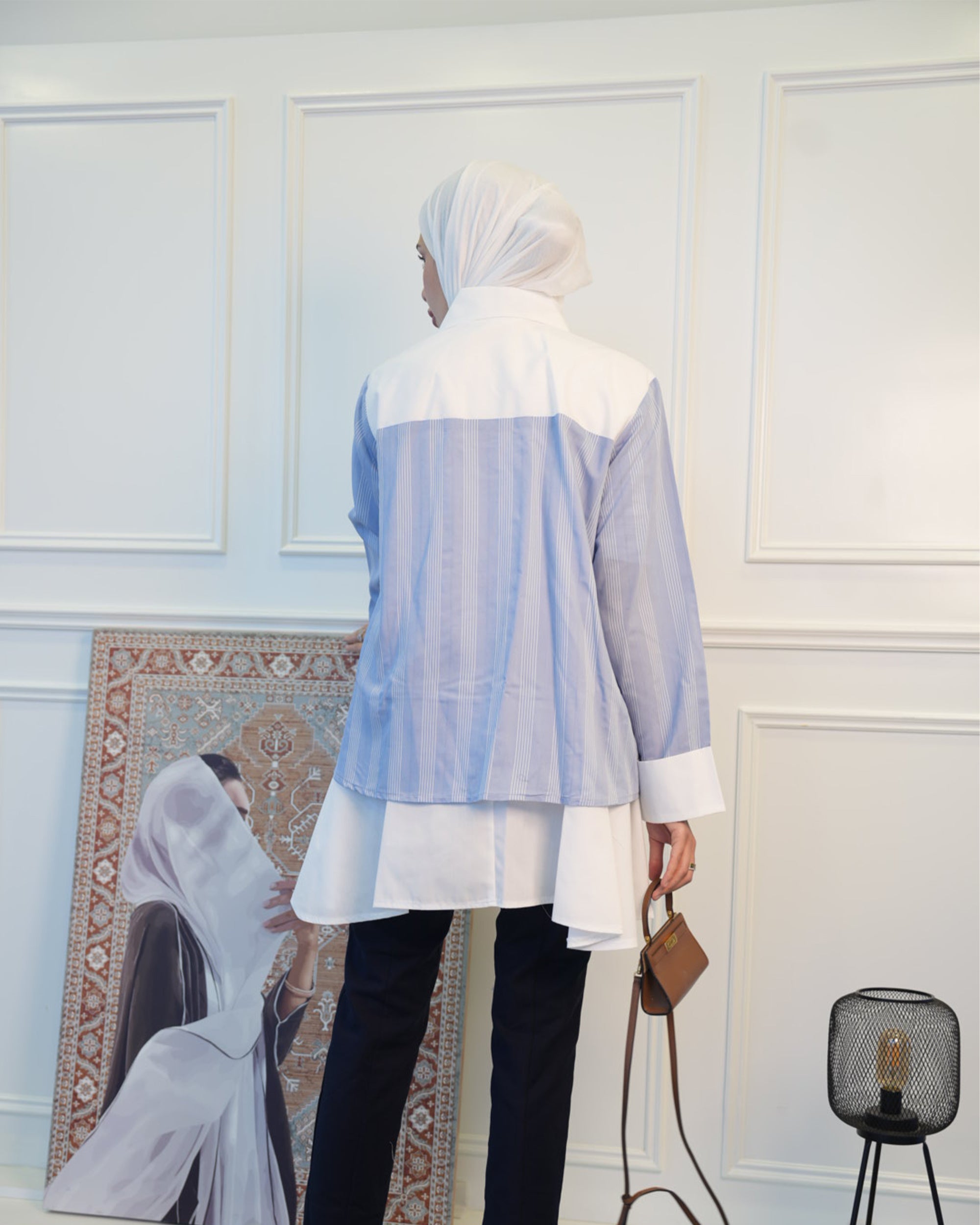 Shirt Model 1083 - Poplin - Blue & White