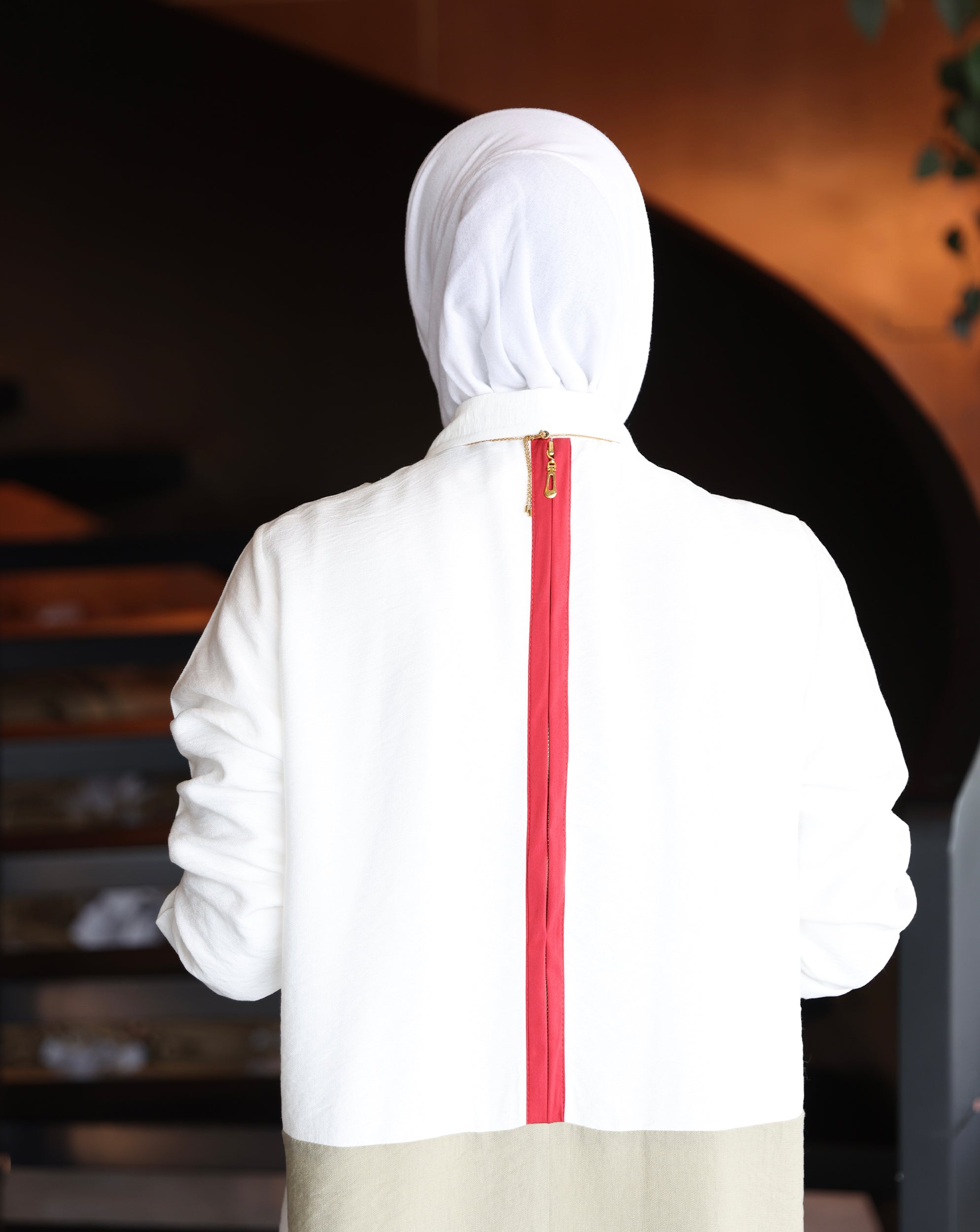 Shirt Model 1084 - Linen - Beige & White