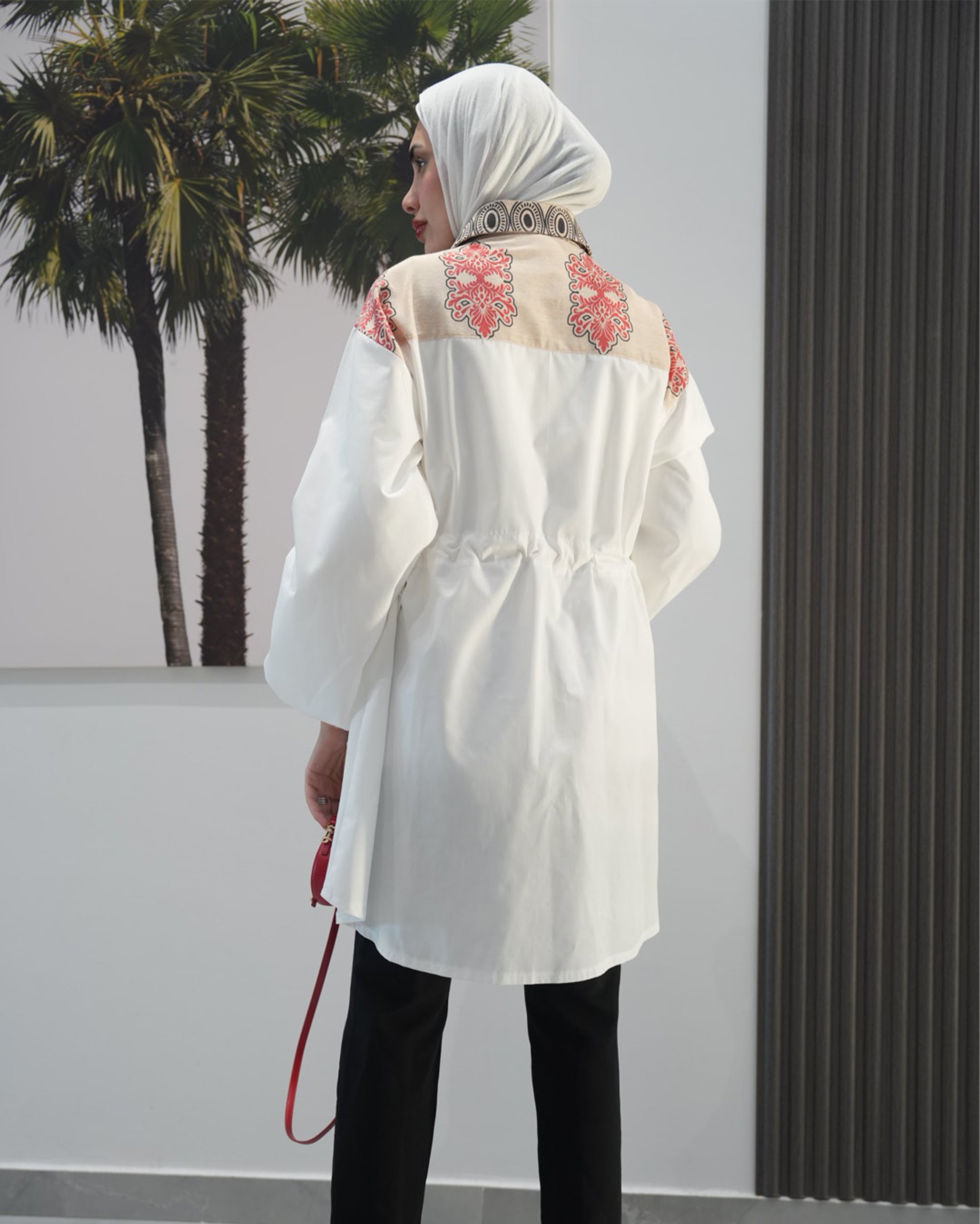 Shirt Model 1086 - Poplin & Linen - Beige & White