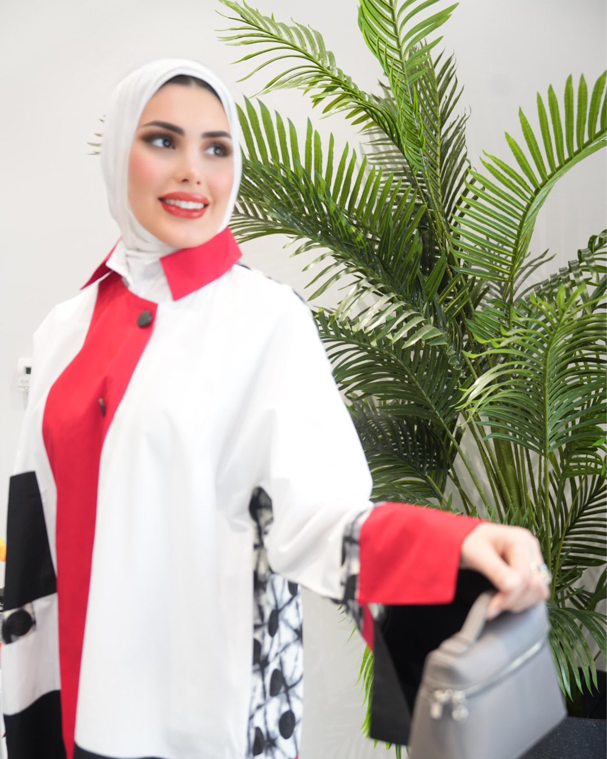 Shirt Model 1087 - Poplin - White & Red