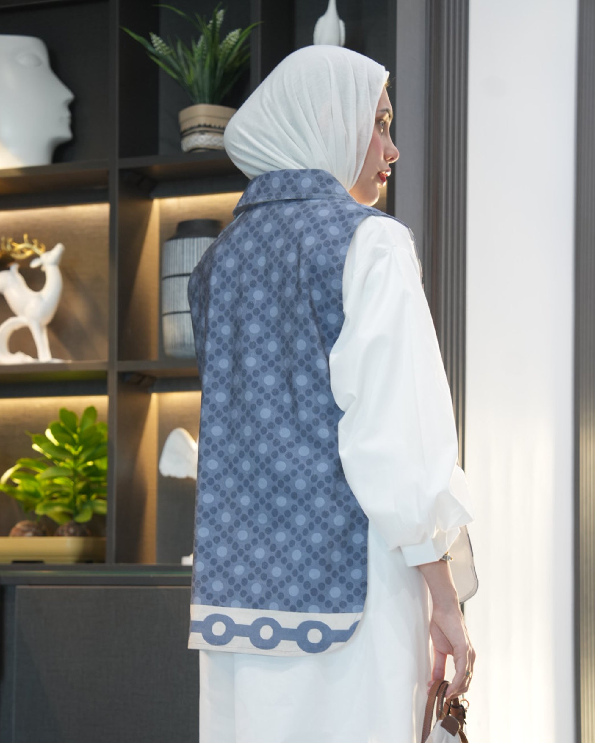 Shirt Model 1089 - Poplin & Linen - White & Blue