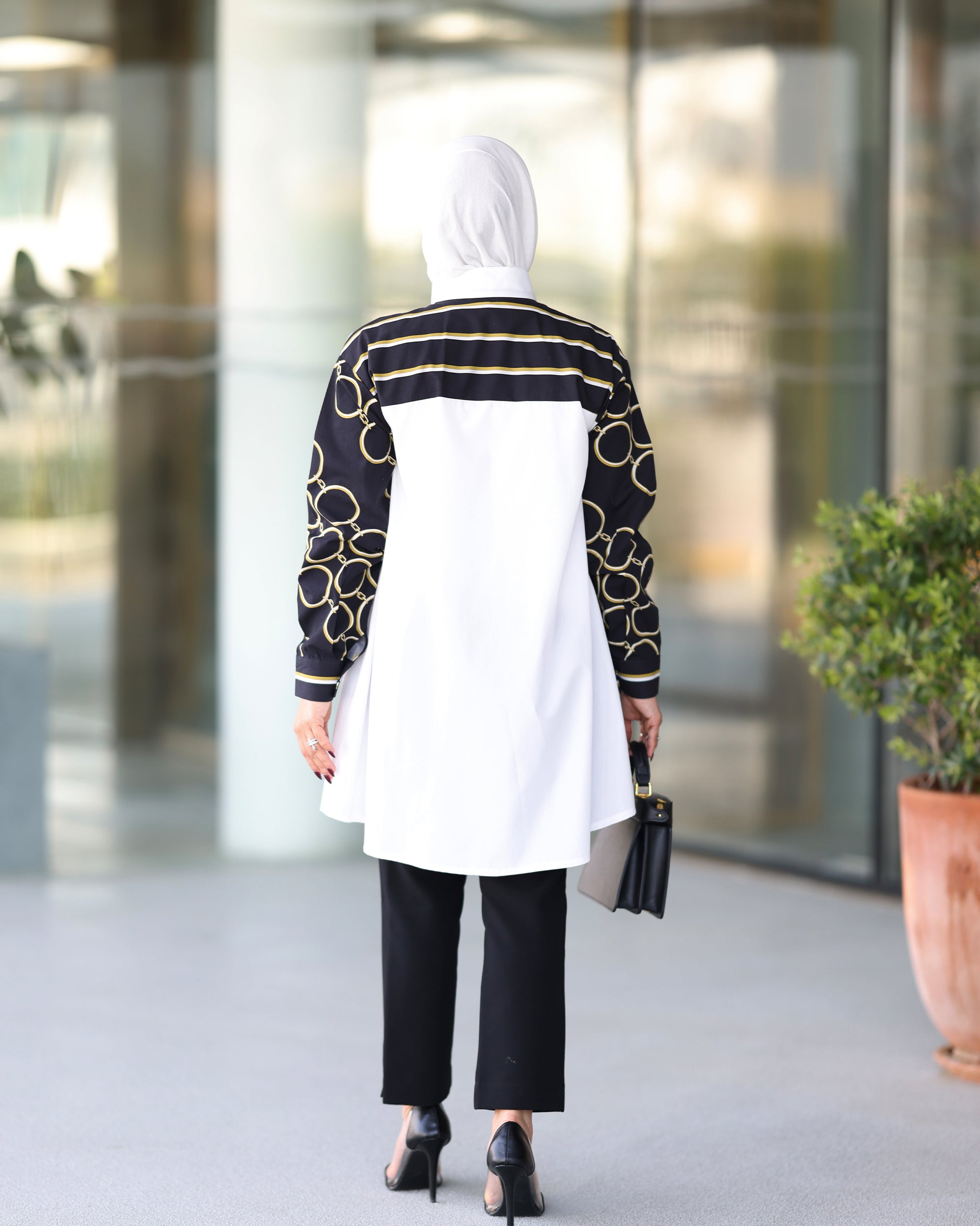 Shirt Model 1090 - Poplin & Cotton - Black & White