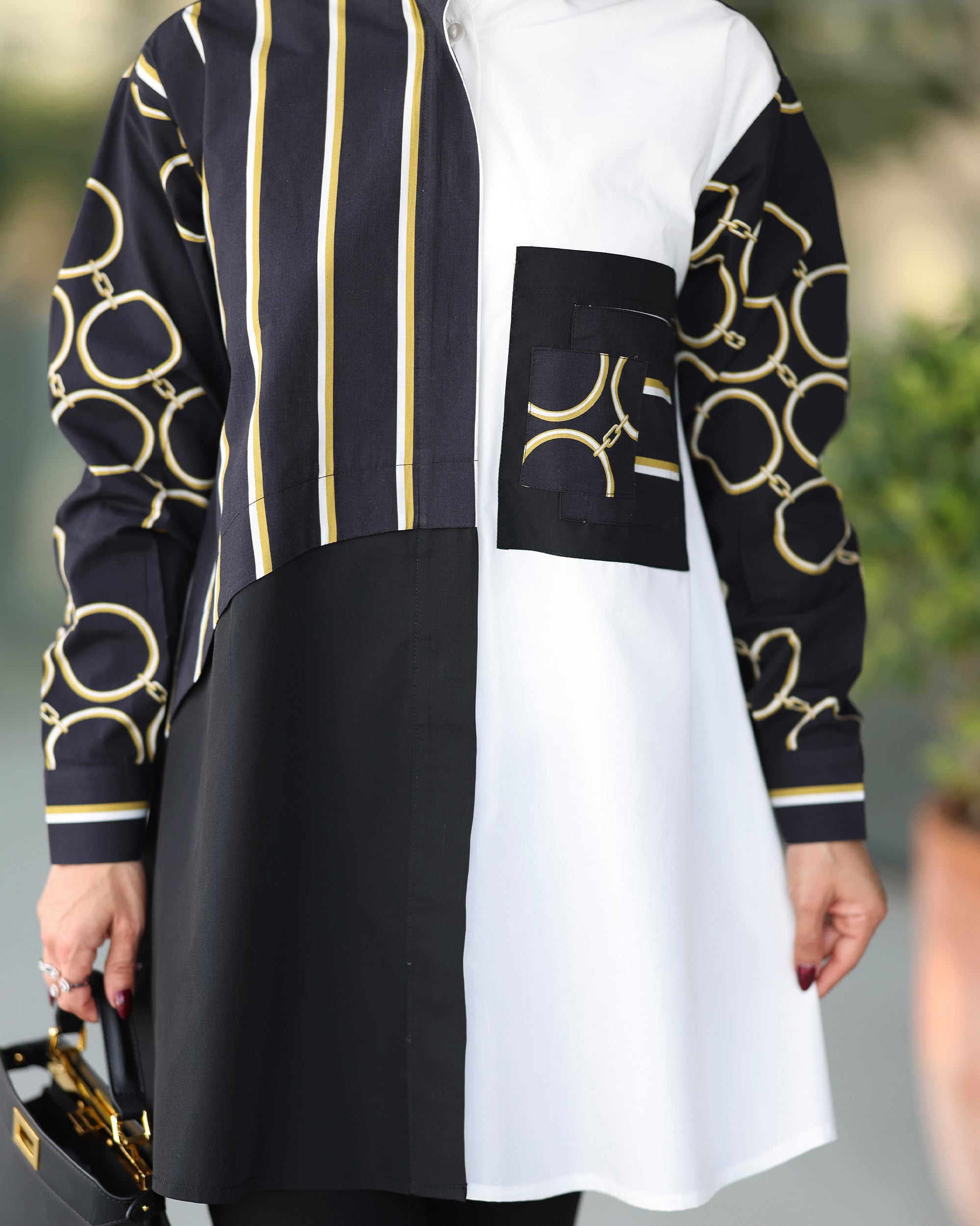 Shirt Model 1090 - Poplin & Cotton - Black & White