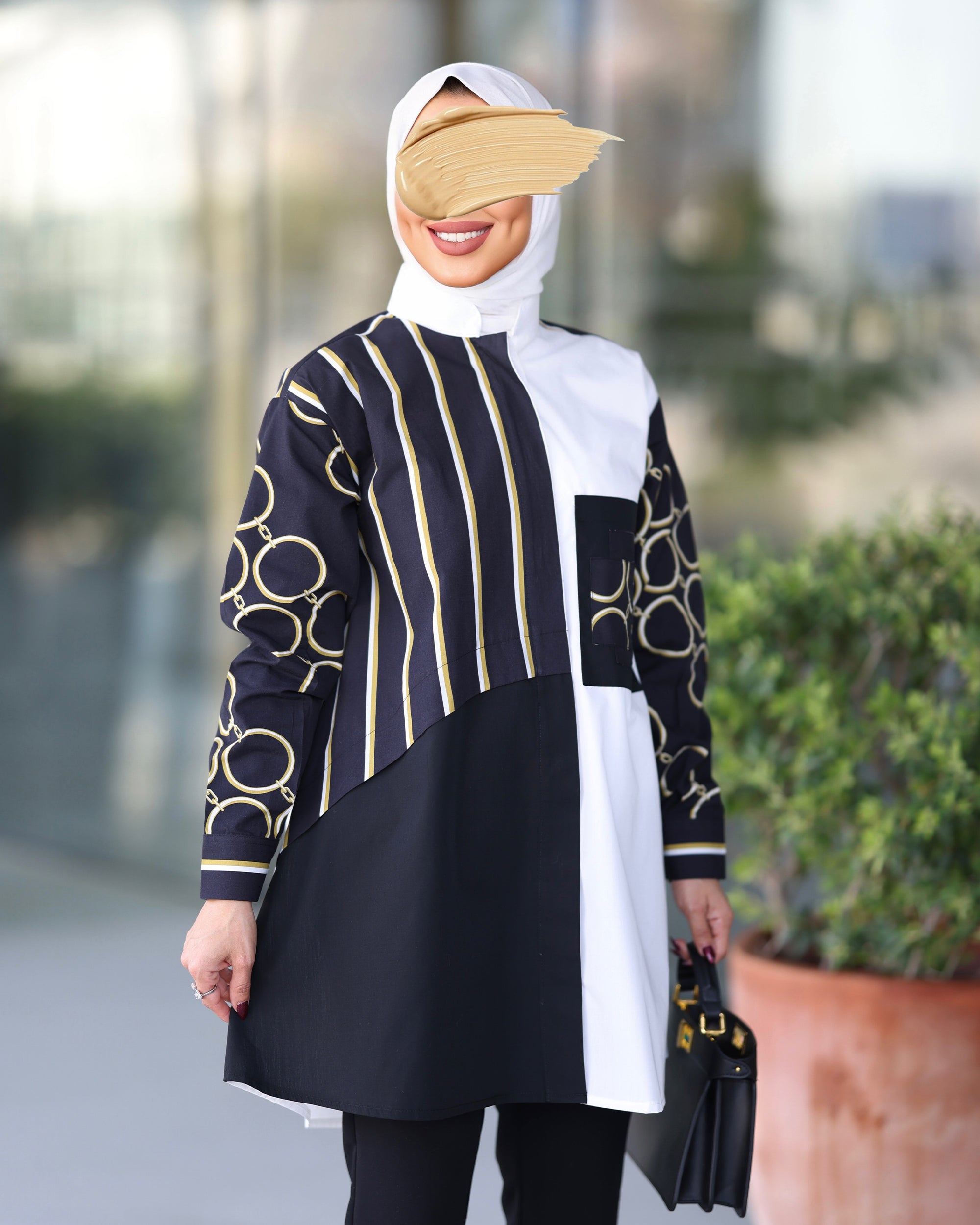 Shirt Model 1090 - Poplin & Cotton - Black & White