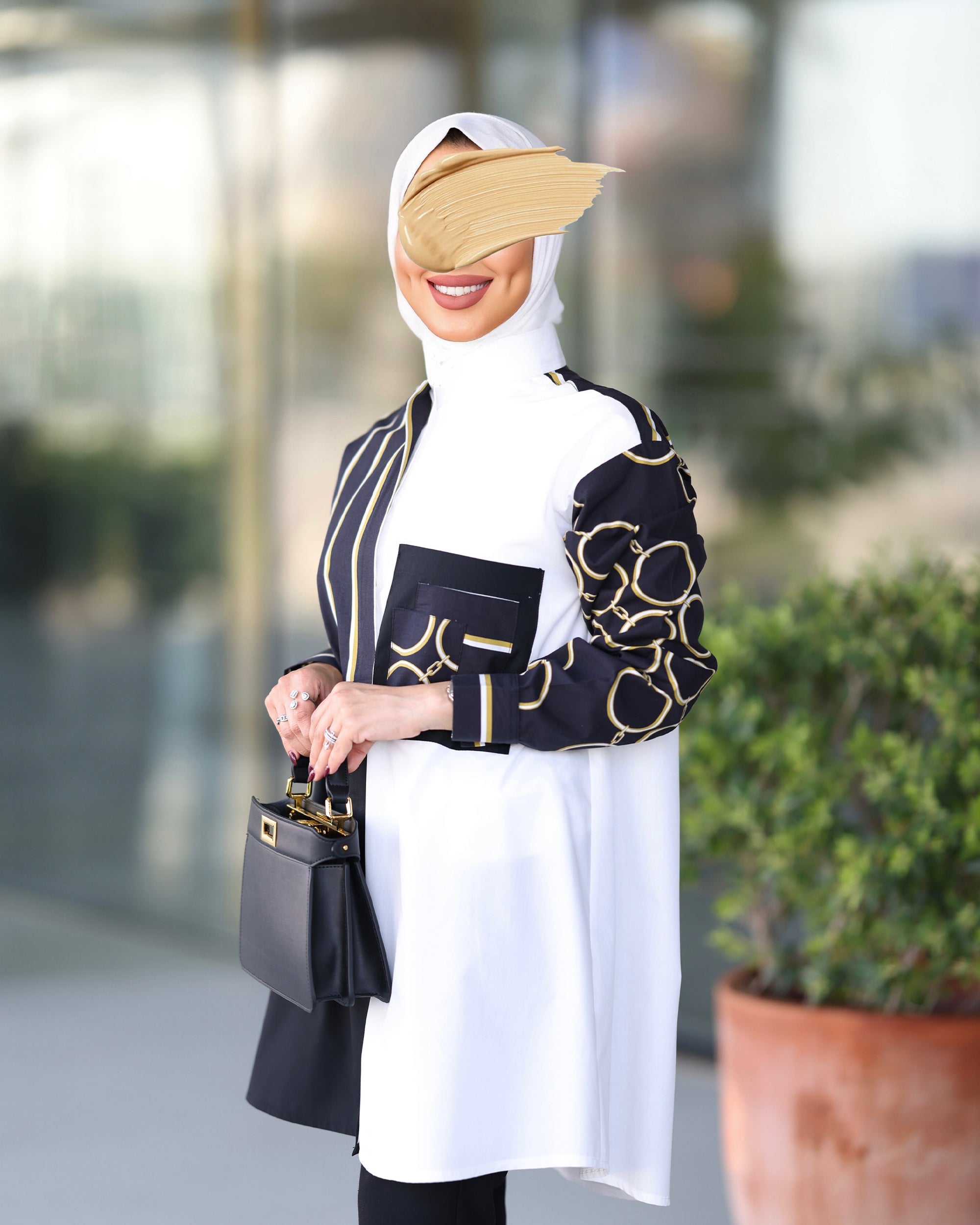 Shirt Model 1090 - Poplin & Cotton - Black & White