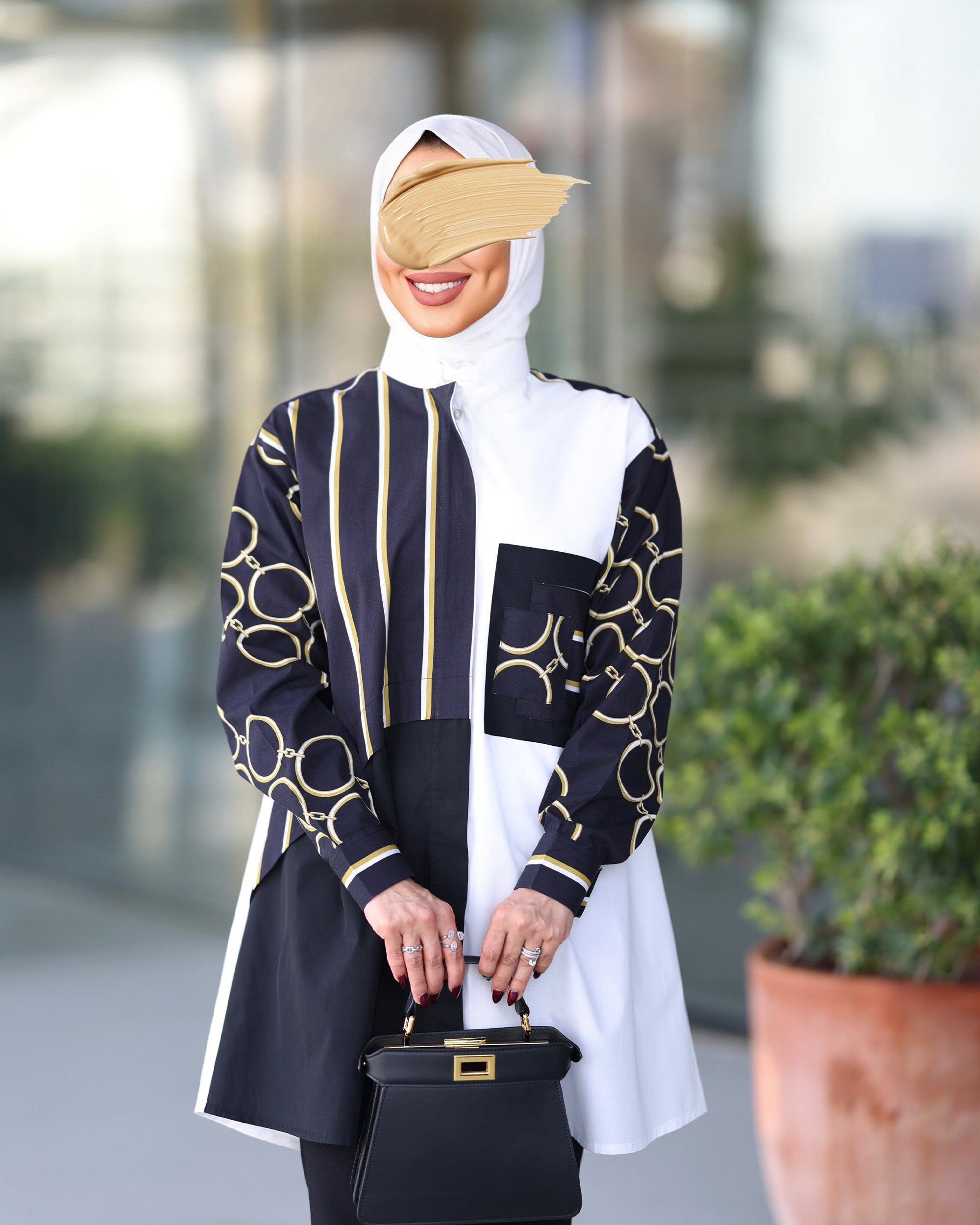 Shirt Model 1090 - Poplin & Cotton - Black & White