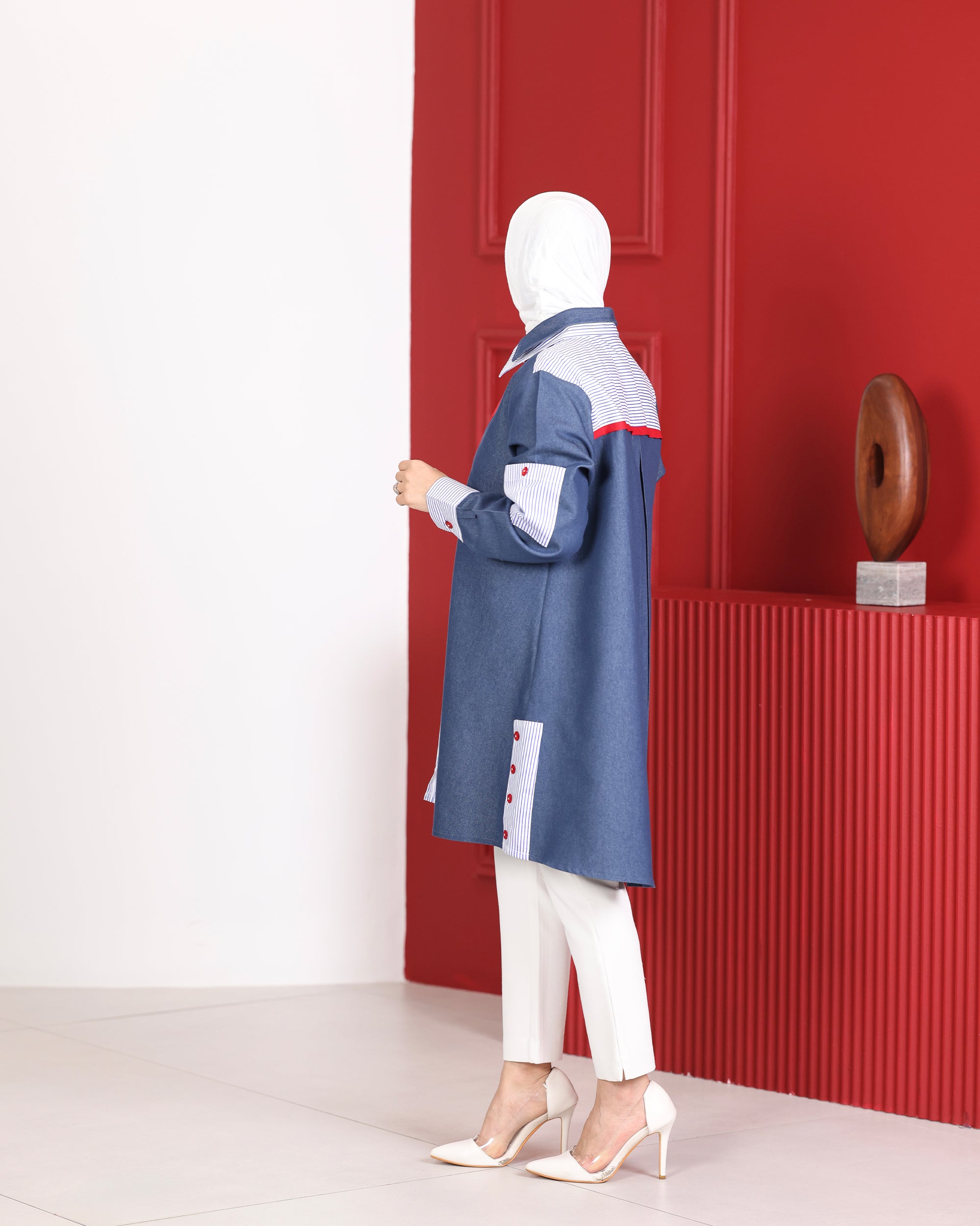 Shirt Model 1092 - Poplin & Jeans - Blue