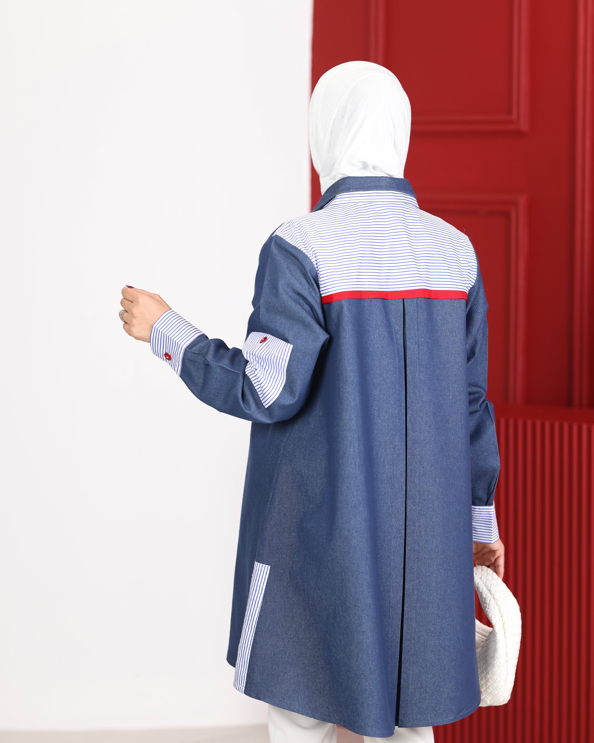 Shirt Model 1092 - Poplin & Jeans - Blue