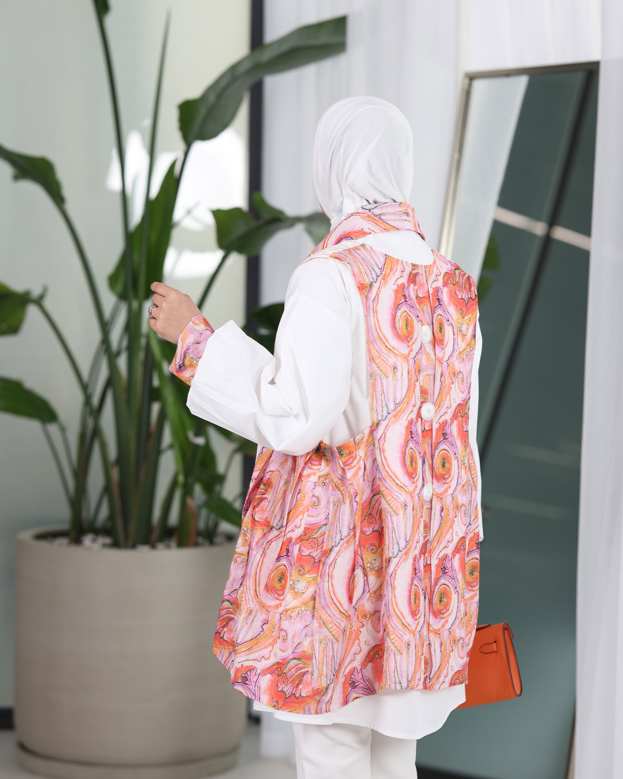 Shirt Model 1096 - Poplin & Linen - White & Pink