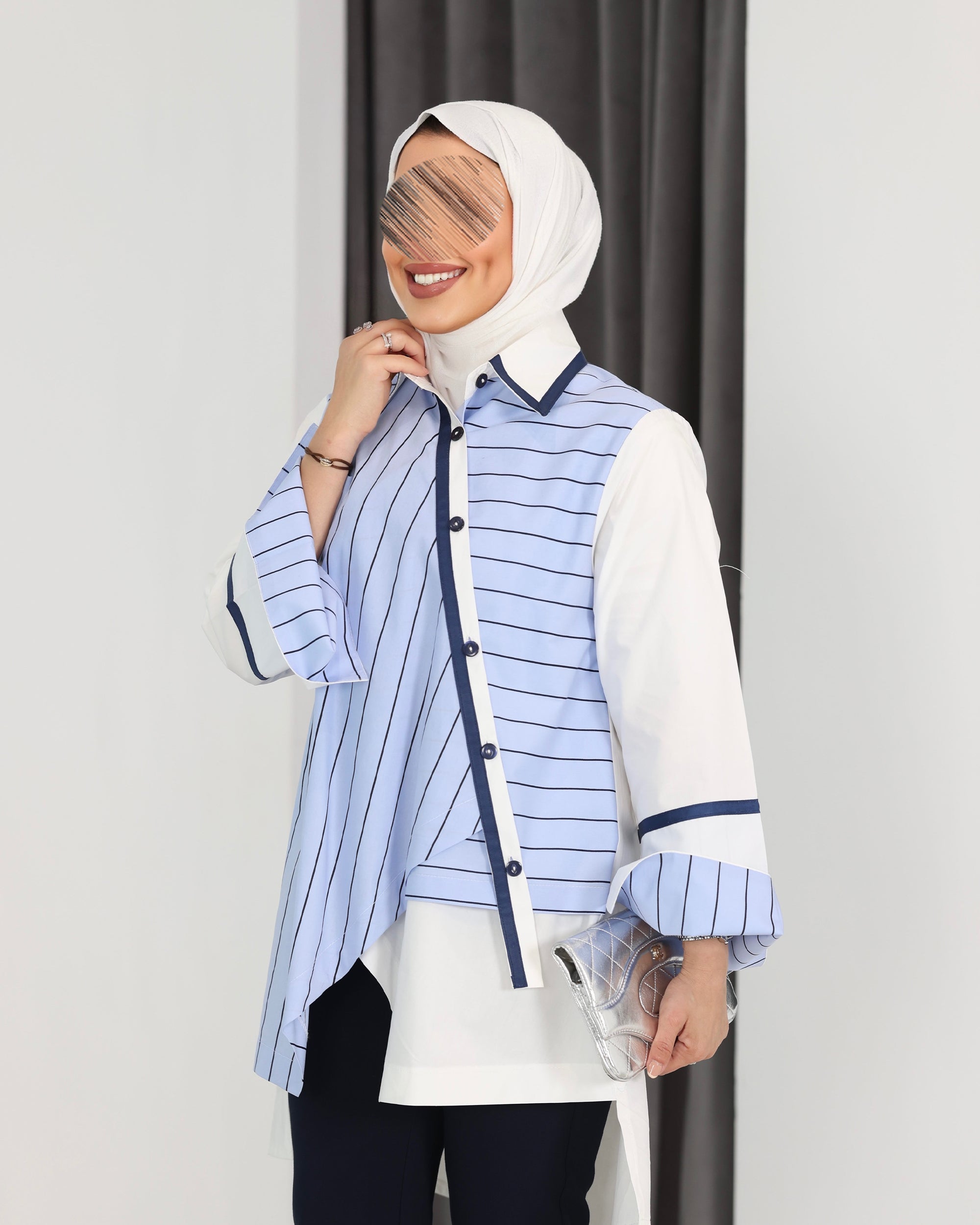 Shirt Model 1097 - Poplin - Blue & White