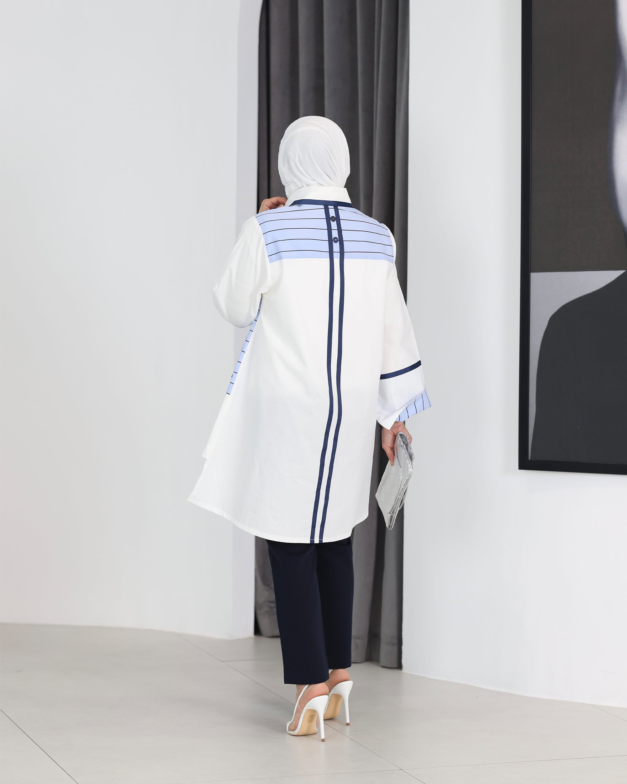 Shirt Model 1097 - Poplin - Blue & White