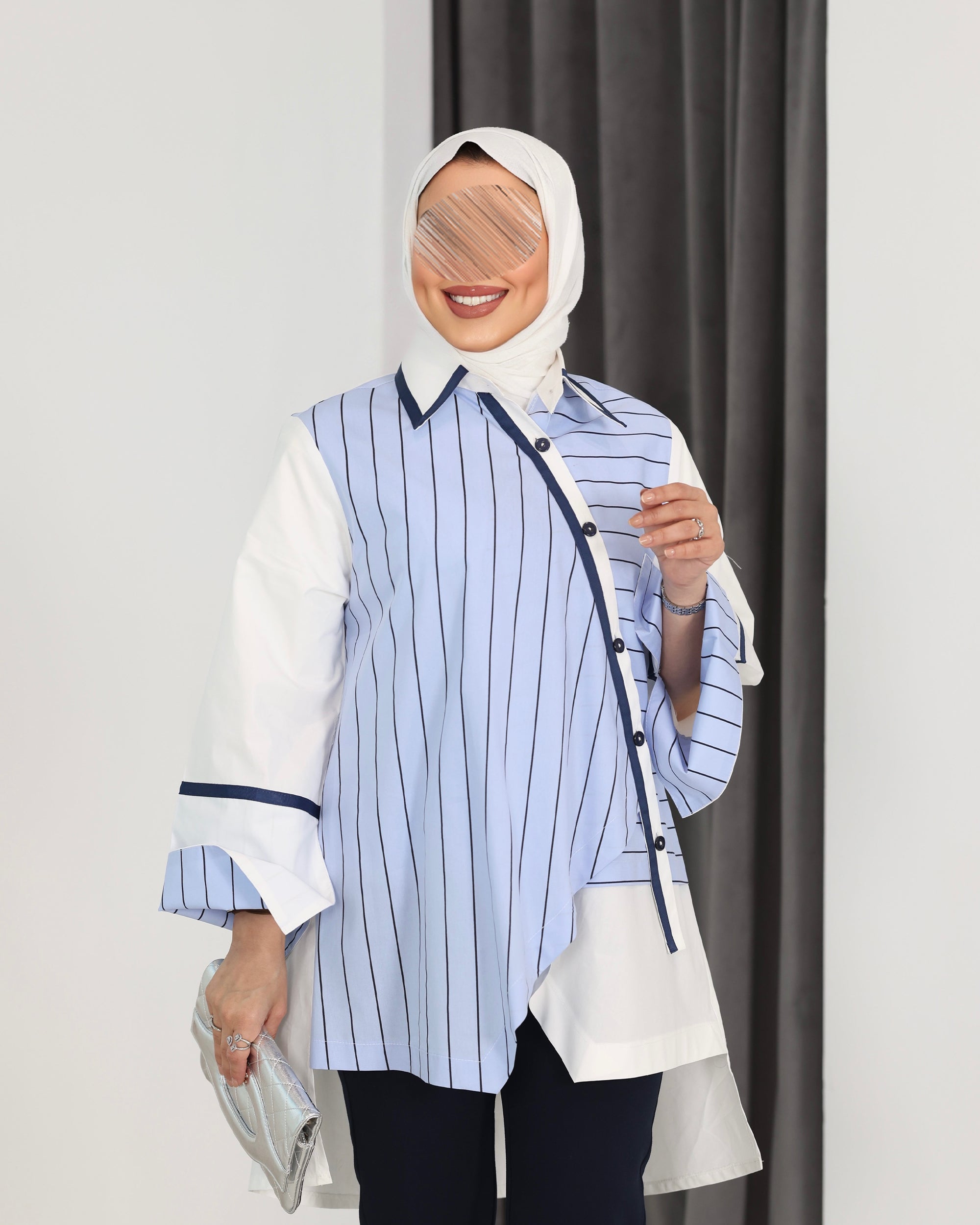 Shirt Model 1097 - Poplin - Blue & White