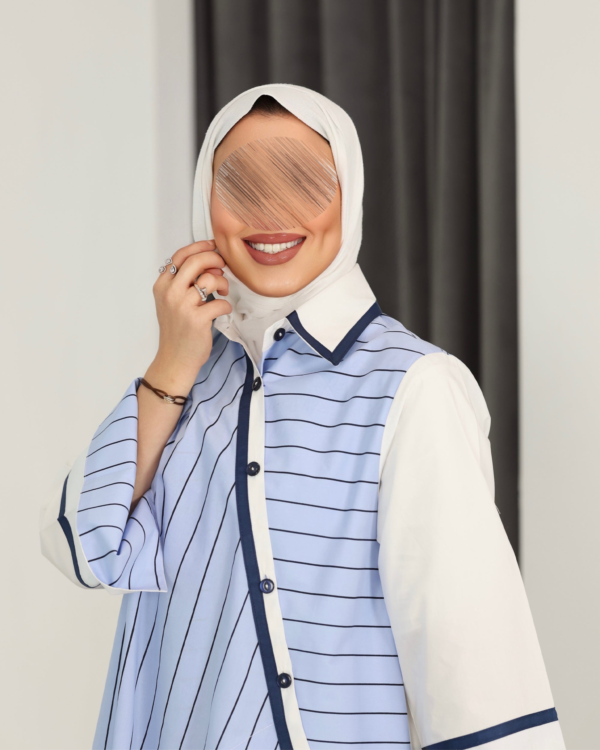 Shirt Model 1097 - Poplin - Blue & White