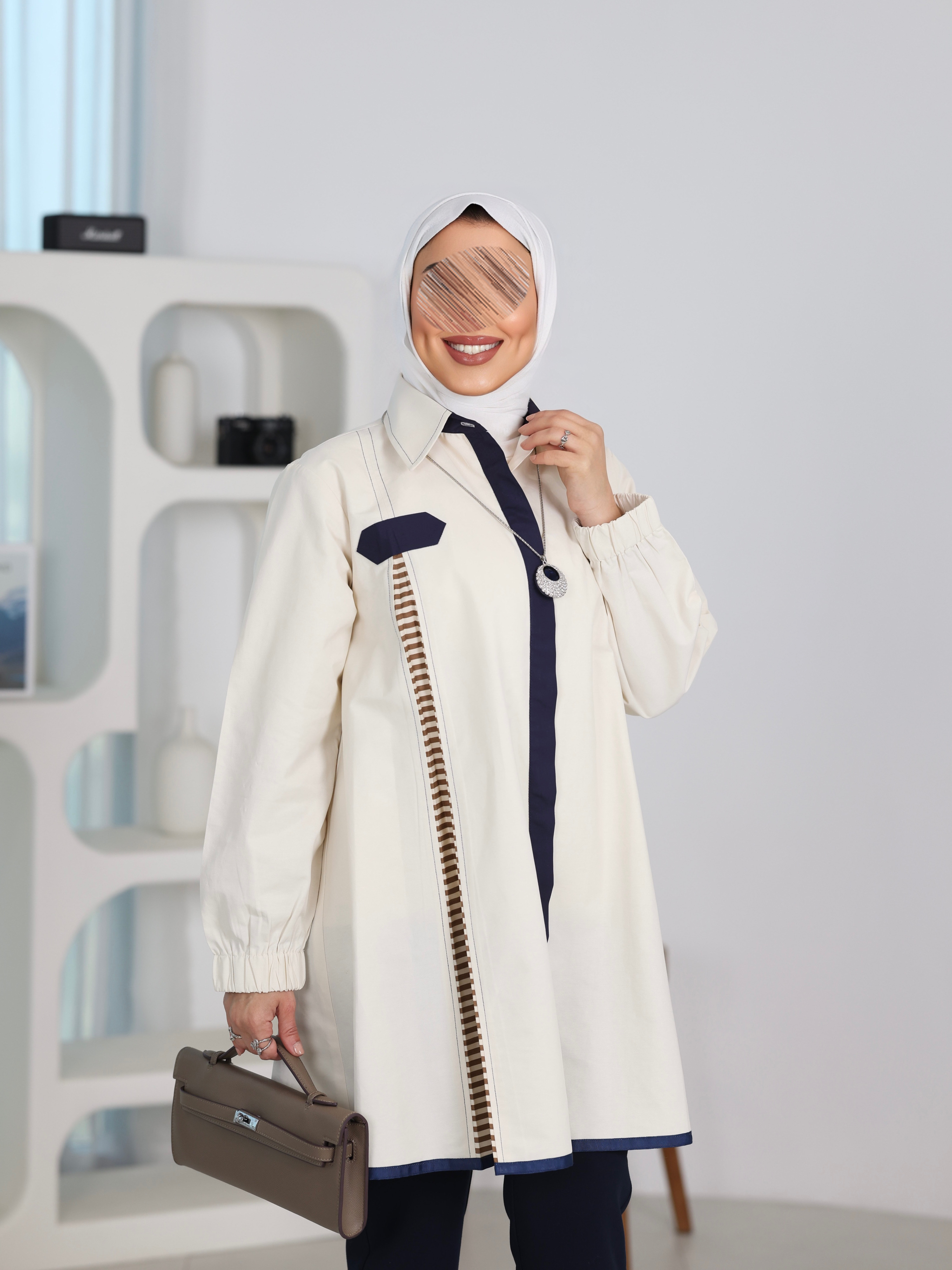 Shirt Model 1099 - Viscose Cotton - Beige